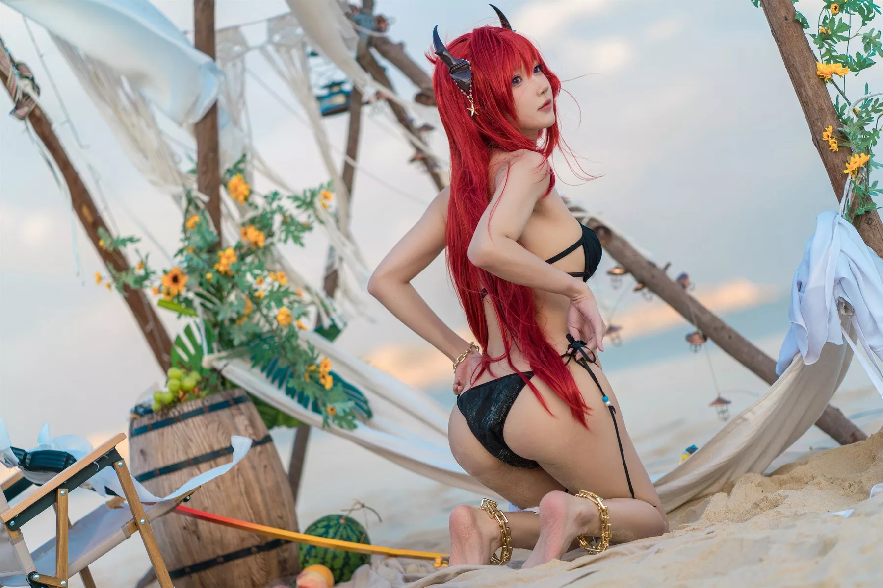 女神Cosplay 阿包也是兔娘 明日方舟 史尔特尔泳服