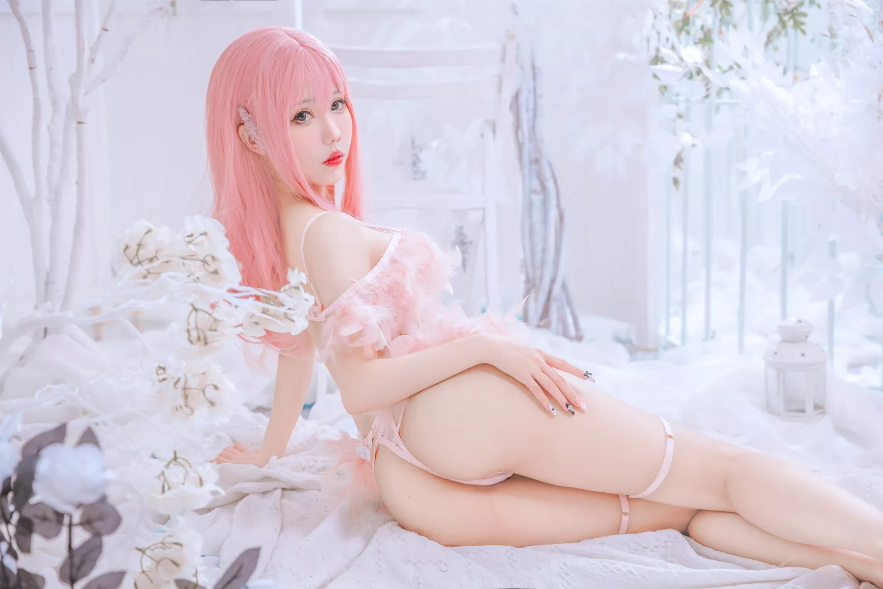 尤物Cosplay 撩人私房 仙女月 粉色内衣