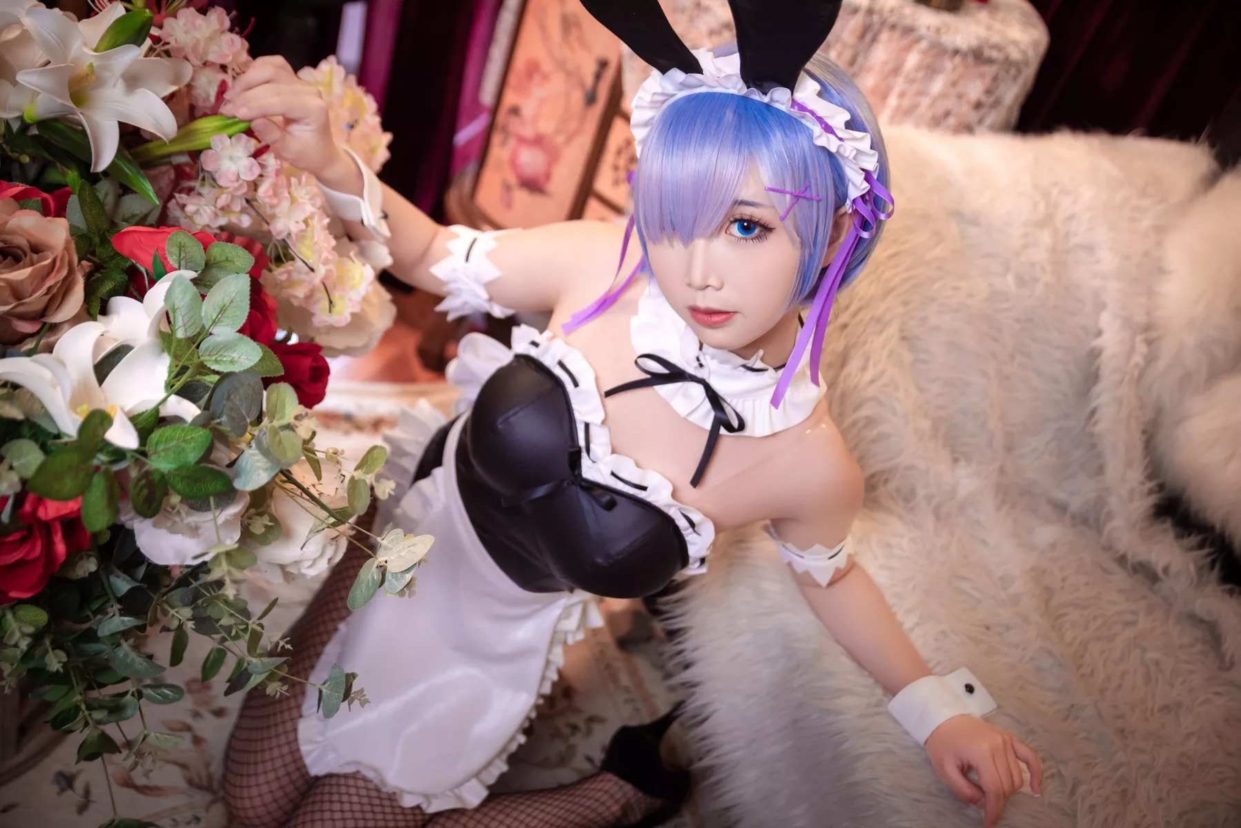 尤物Cosplay 性感密拍 面饼仙儿 网袜 蕾姆