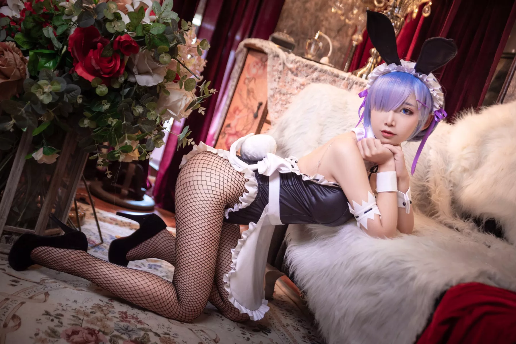 尤物Cosplay 性感密拍 面饼仙儿 网袜 蕾姆