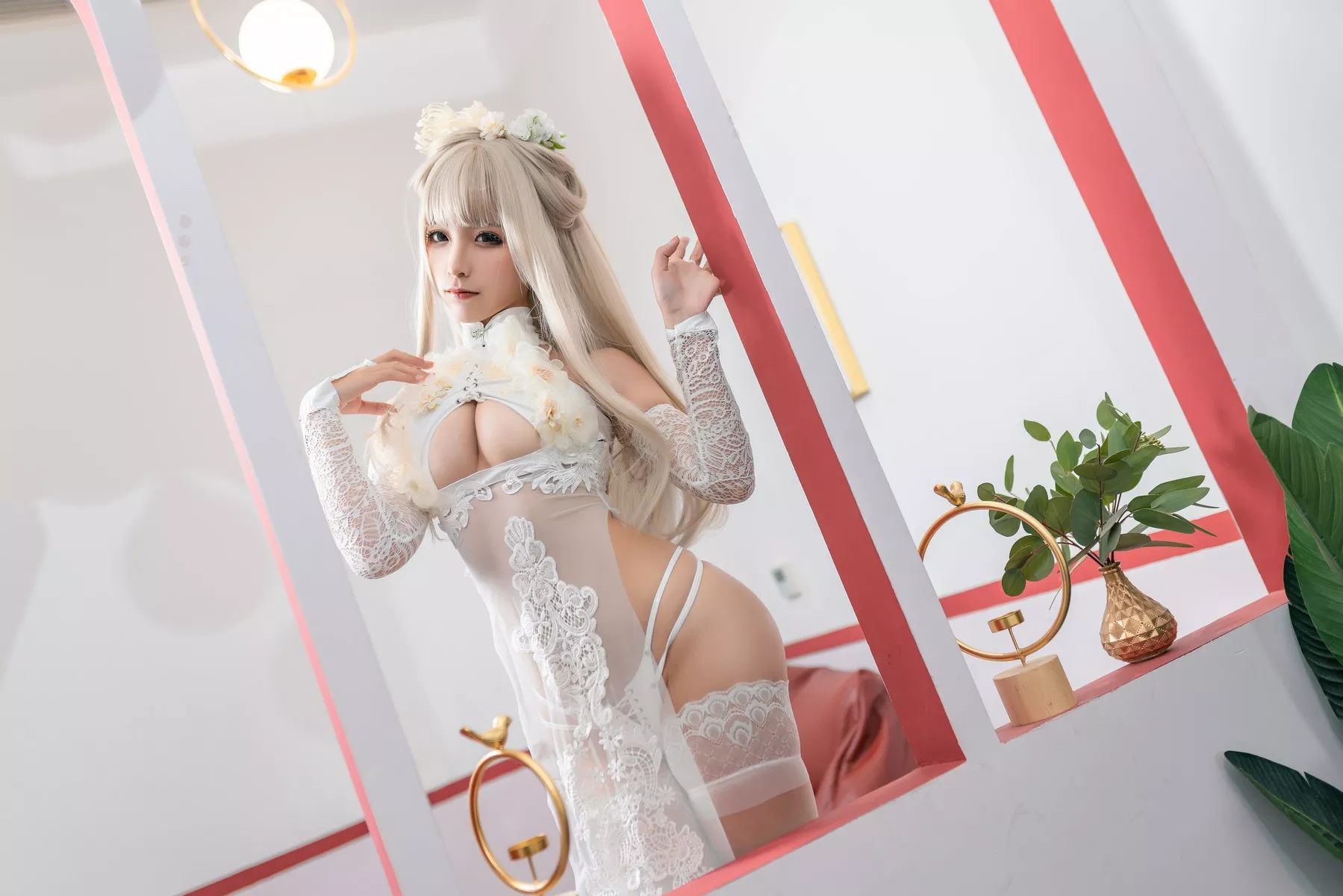 尤物Cosplay 蠢沫沫 Chunmomo 沫沫真爱版 歪萌白旗袍