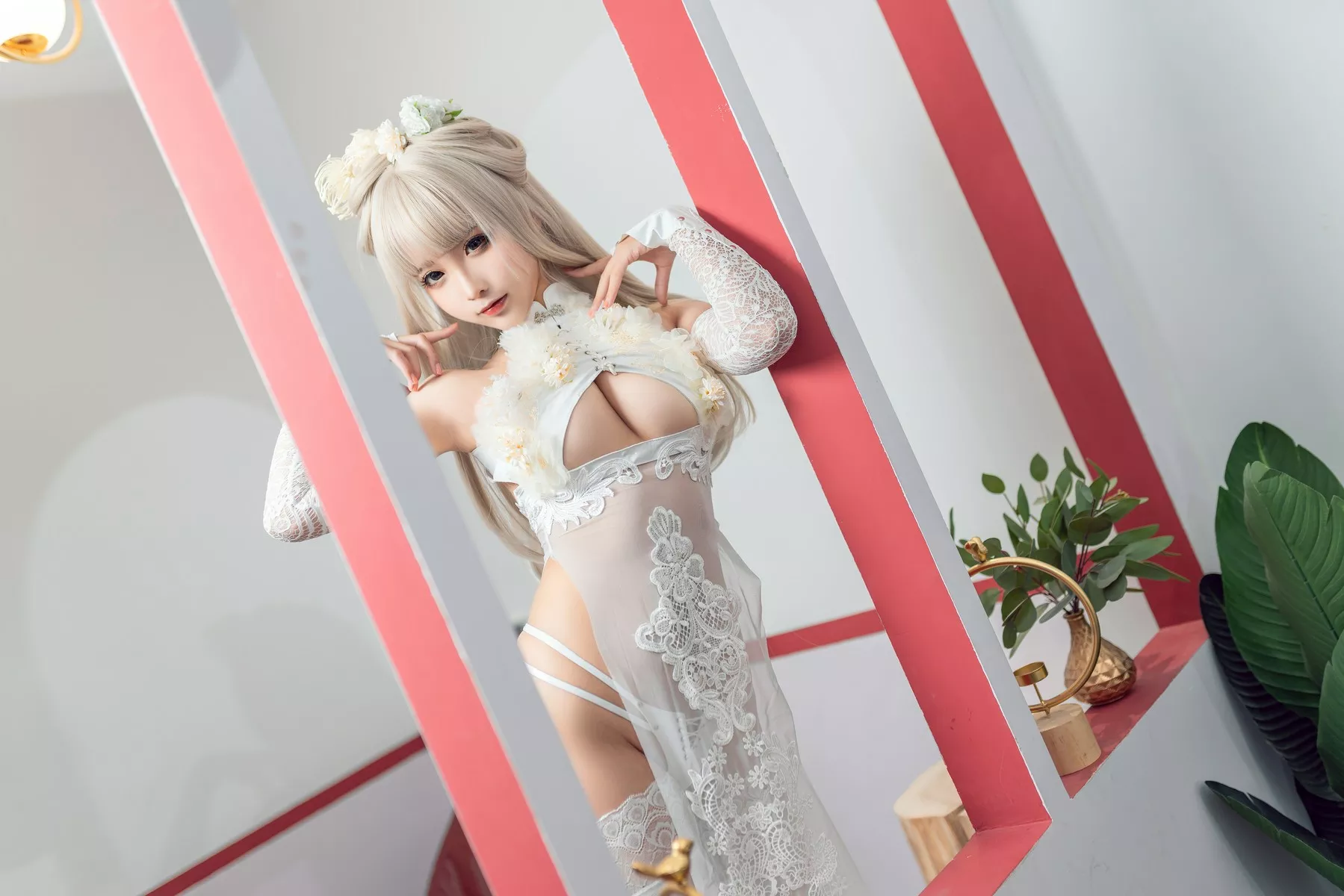 尤物Cosplay 蠢沫沫 Chunmomo 沫沫真爱版 歪萌白旗袍