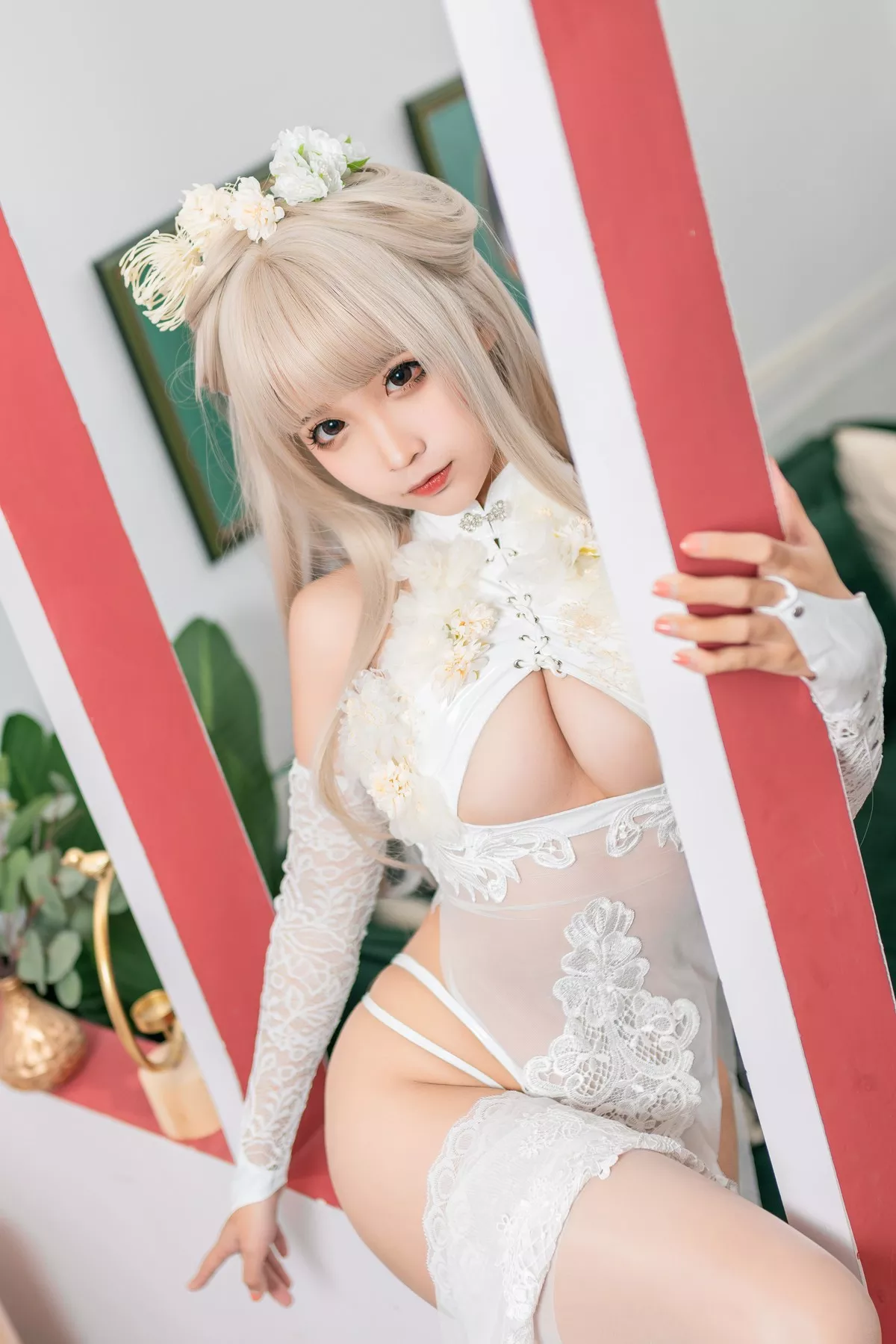 尤物Cosplay 蠢沫沫 Chunmomo 沫沫真爱版 歪萌白旗袍