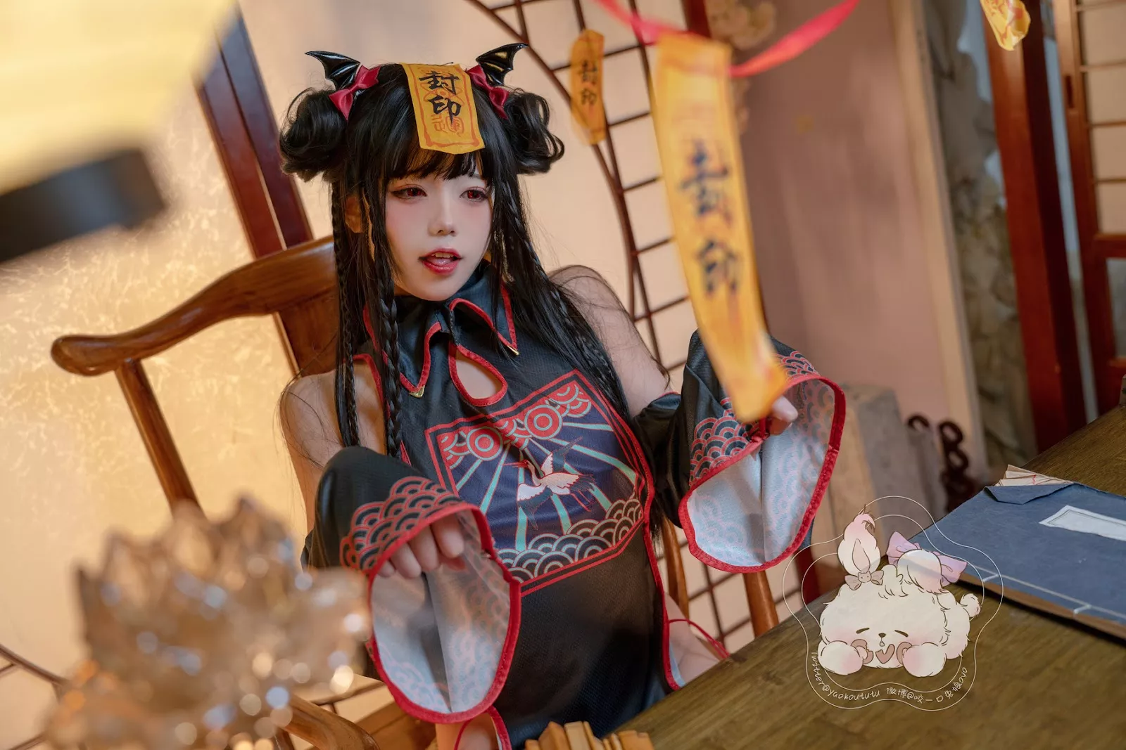 尤物Cosplay 魅魔密拍 黏黏团子兔 僵尸蹲蹲