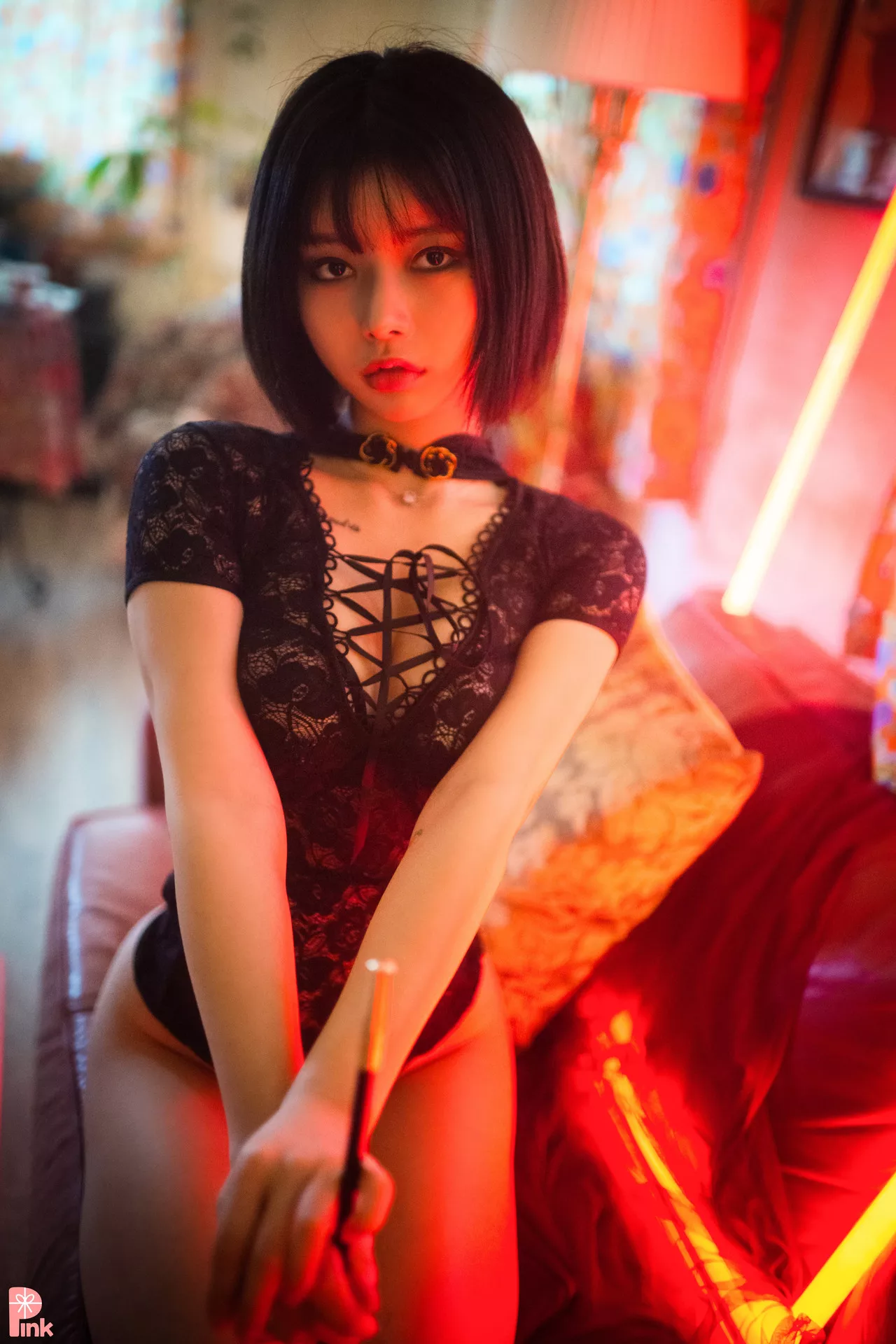 U.Hwa【PINK 粉少女】 高丽丽模写真Mood Black Set.1(56P)