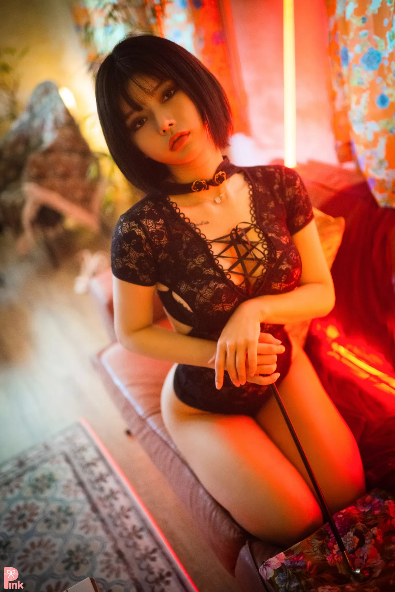 U.Hwa【PINK 粉少女】 高丽丽模写真Mood Black Set.1(56P)