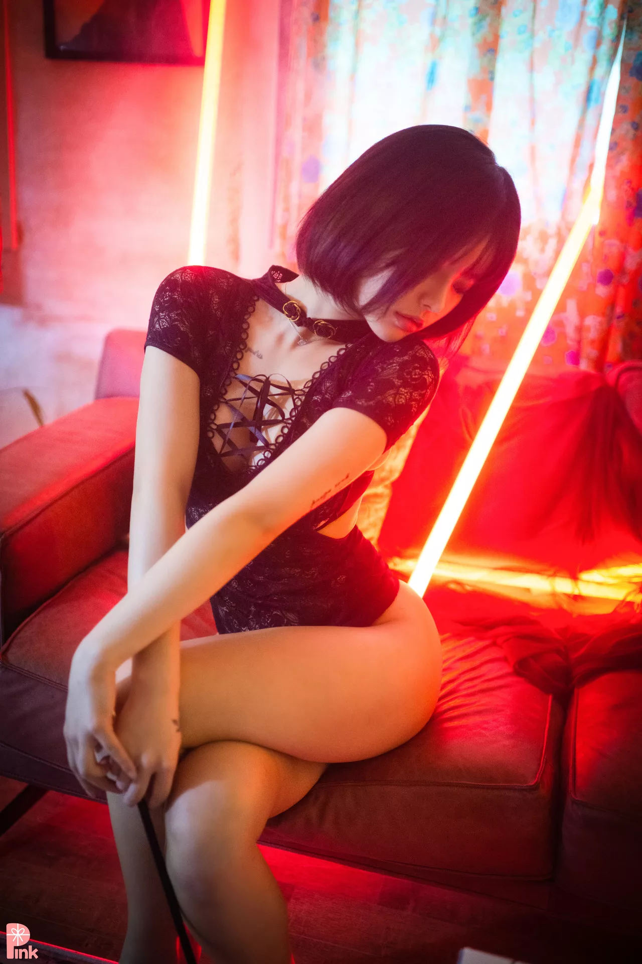 U.Hwa【PINK 粉少女】 高丽丽模写真Mood Black Set.1(56P)