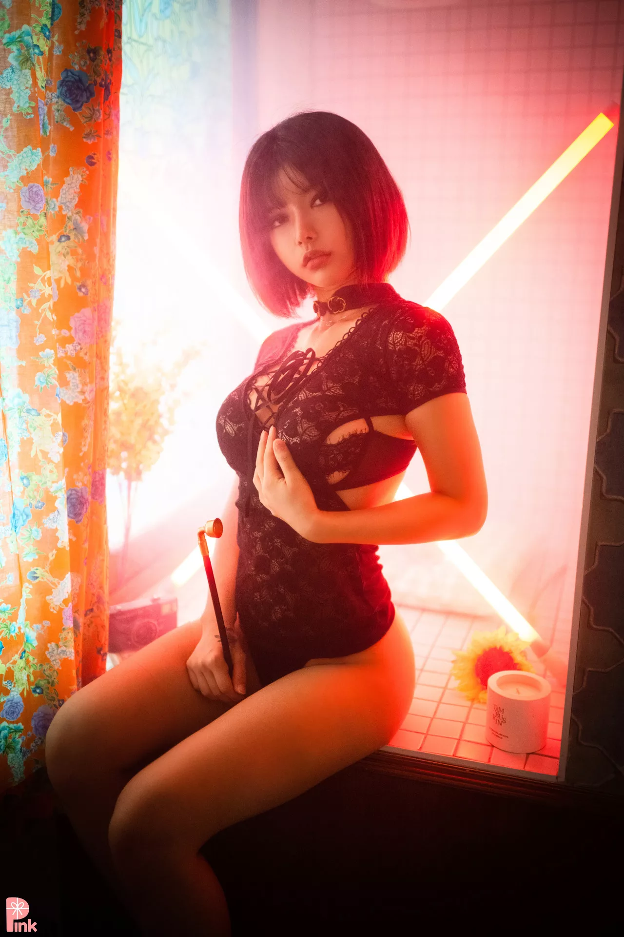 U.Hwa【PINK 粉少女】 高丽丽模写真Mood Black Set.1(56P)