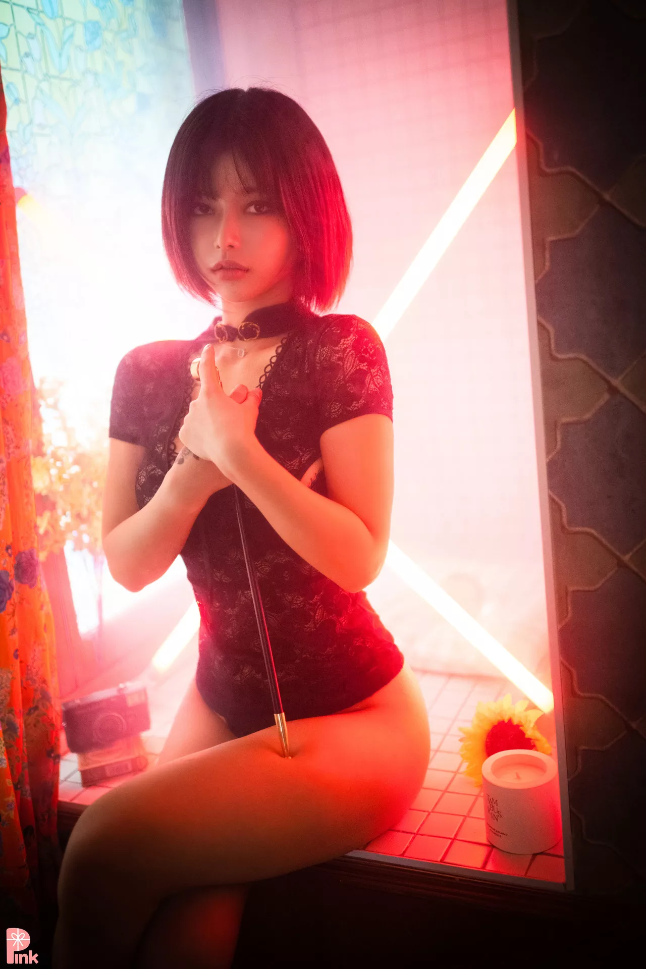 U.Hwa【PINK 粉少女】 高丽丽模写真Mood Black Set.1(56P)