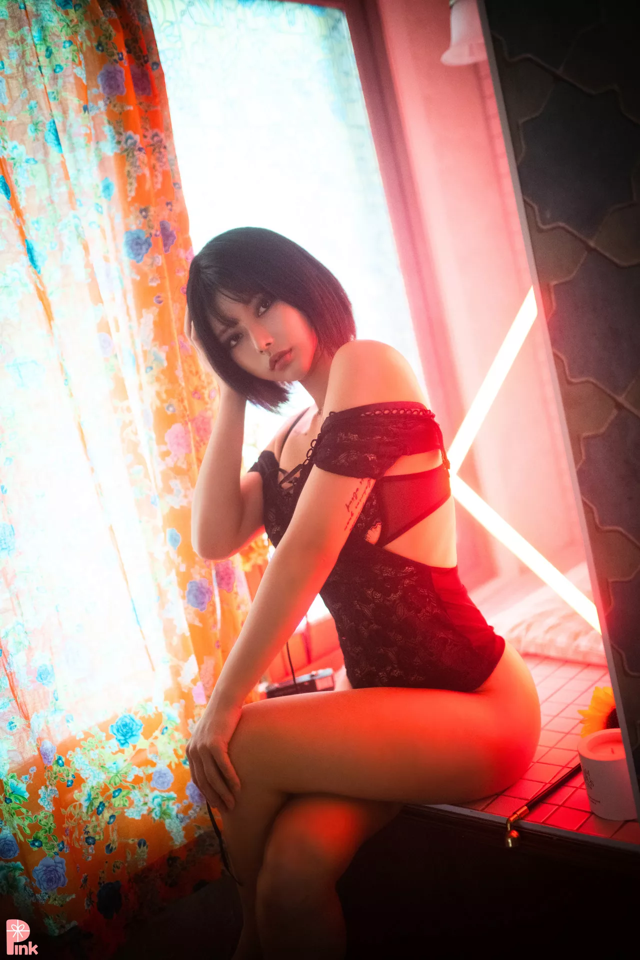 U.Hwa【PINK 粉少女】 高丽丽模写真Mood Black Set.1(56P)