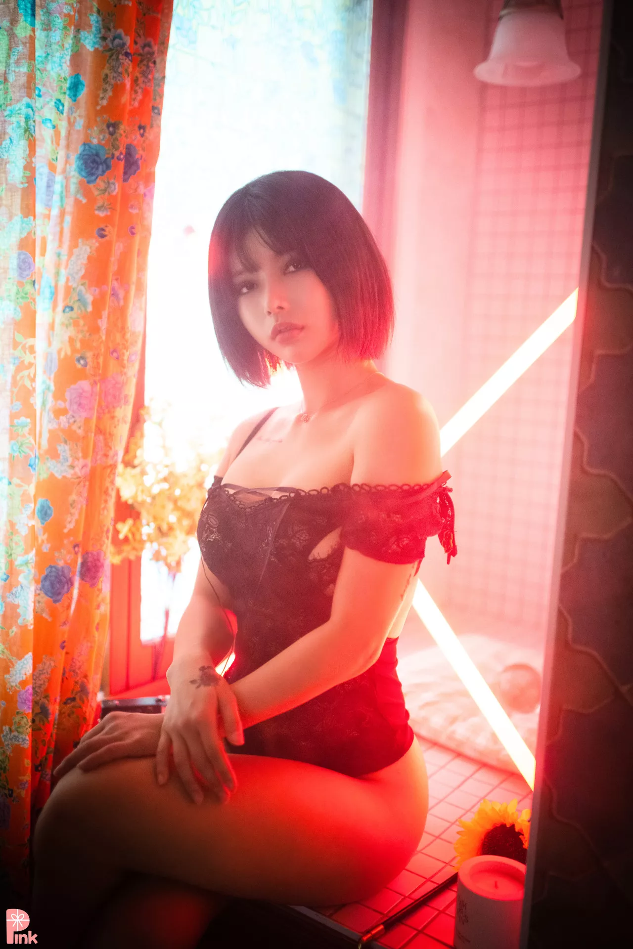 U.Hwa【PINK 粉少女】 高丽丽模写真Mood Black Set.1(56P)