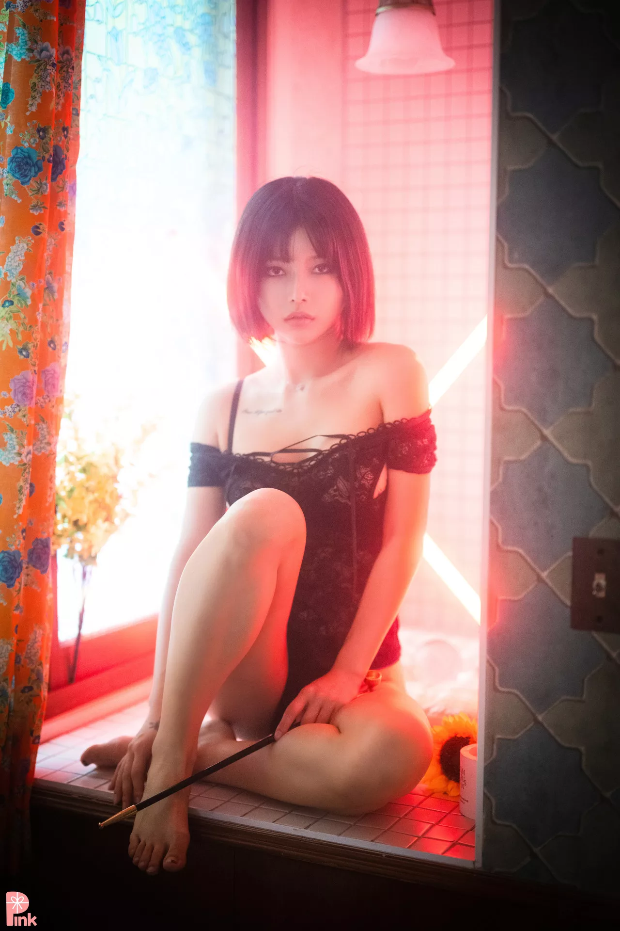 U.Hwa【PINK 粉少女】 高丽丽模写真Mood Black Set.1(56P)