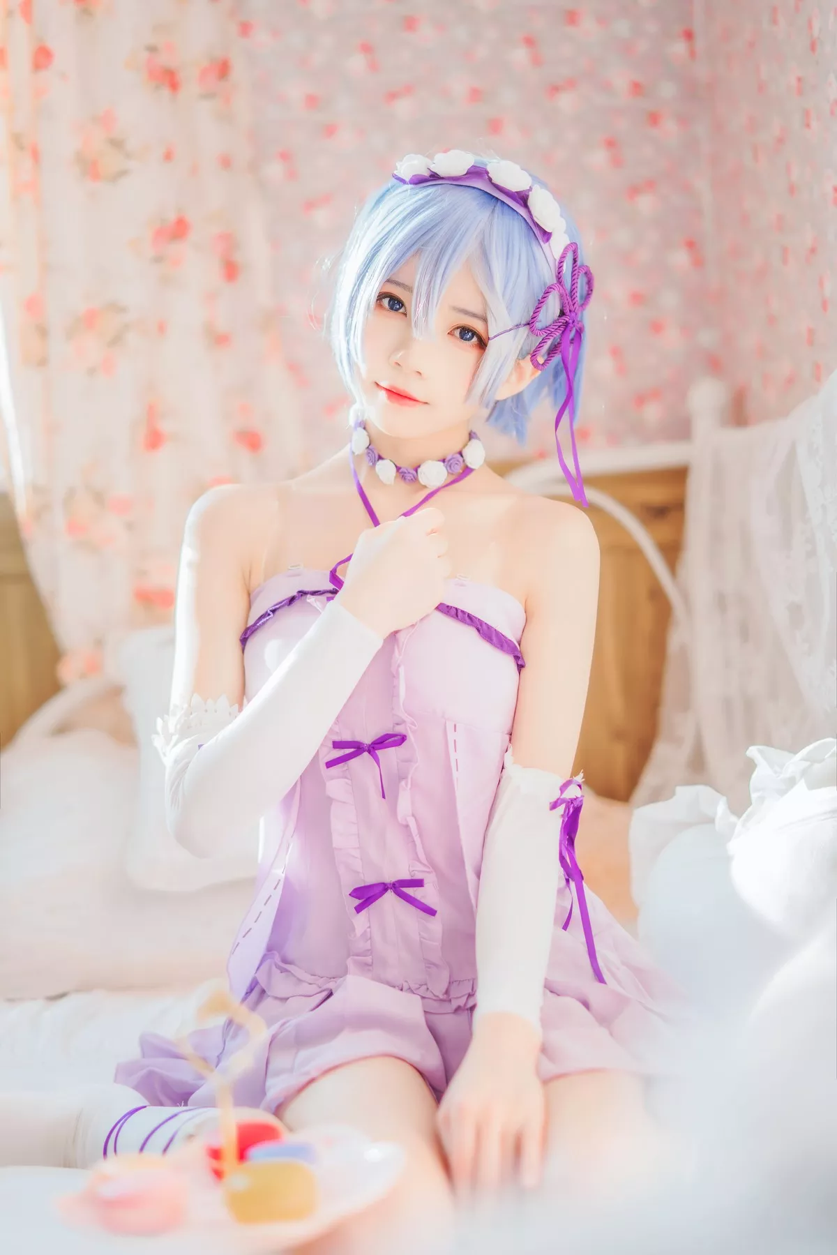 睡裙 撩人密拍 尤物Cosplay 蕾姆 �@桃喵