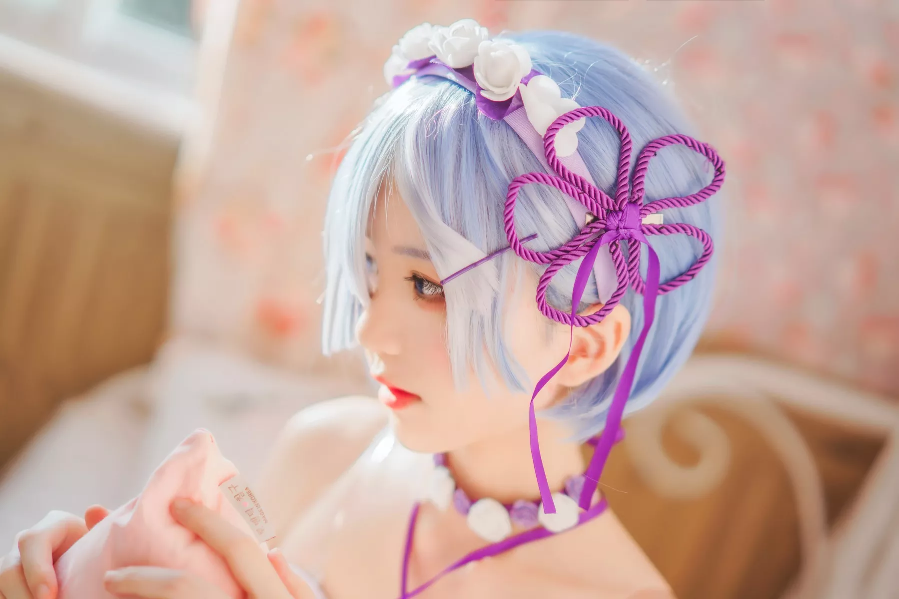 睡裙 撩人密拍 尤物Cosplay 蕾姆 �@桃喵