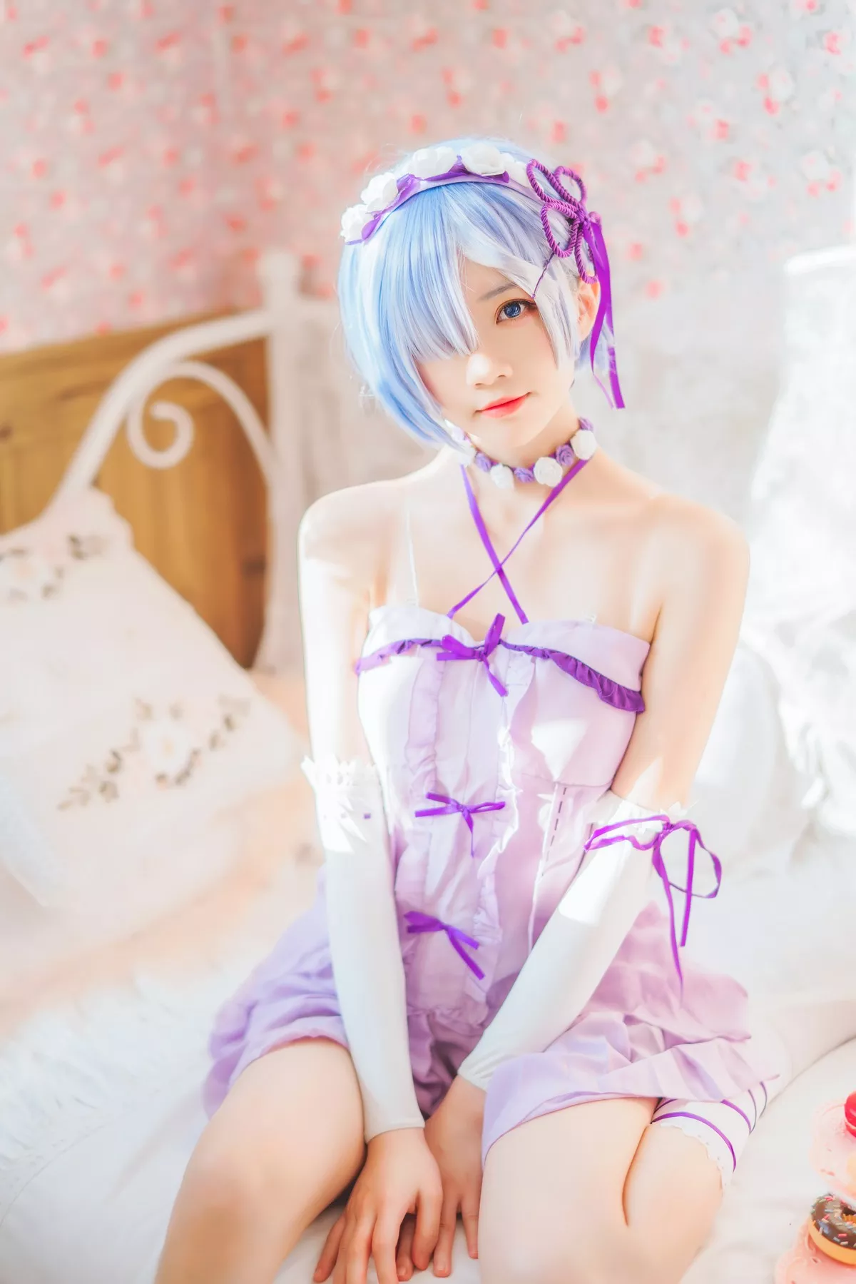 睡裙 撩人密拍 尤物Cosplay 蕾姆 �@桃喵