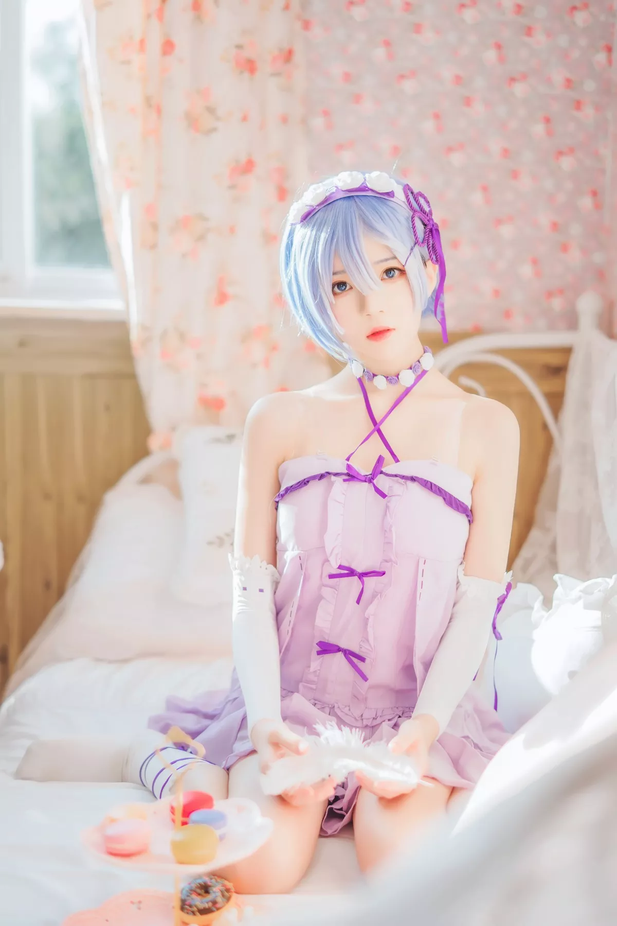 睡裙 撩人密拍 尤物Cosplay 蕾姆 �@桃喵