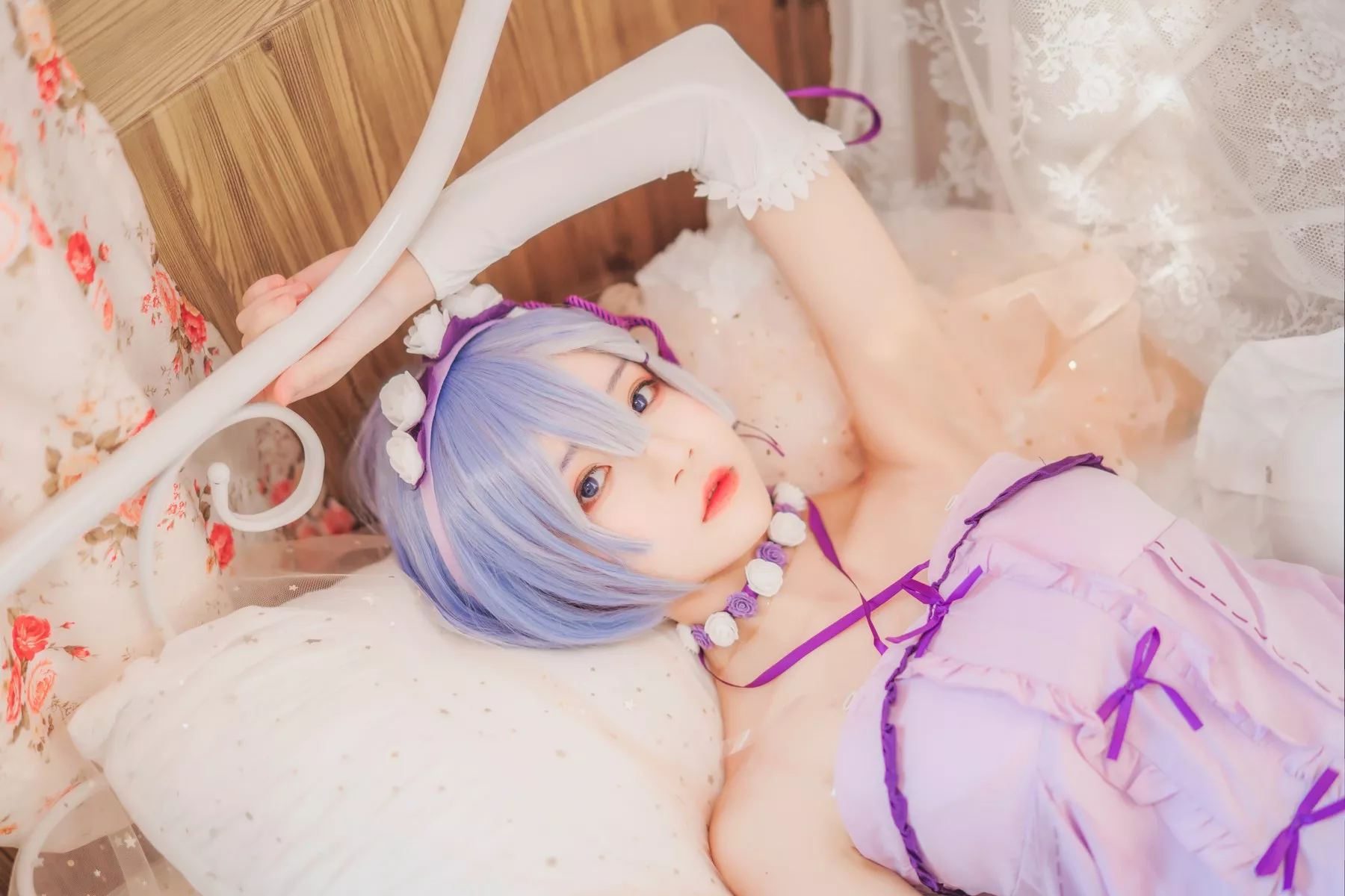 睡裙 撩人密拍 尤物Cosplay 蕾姆 �@桃喵