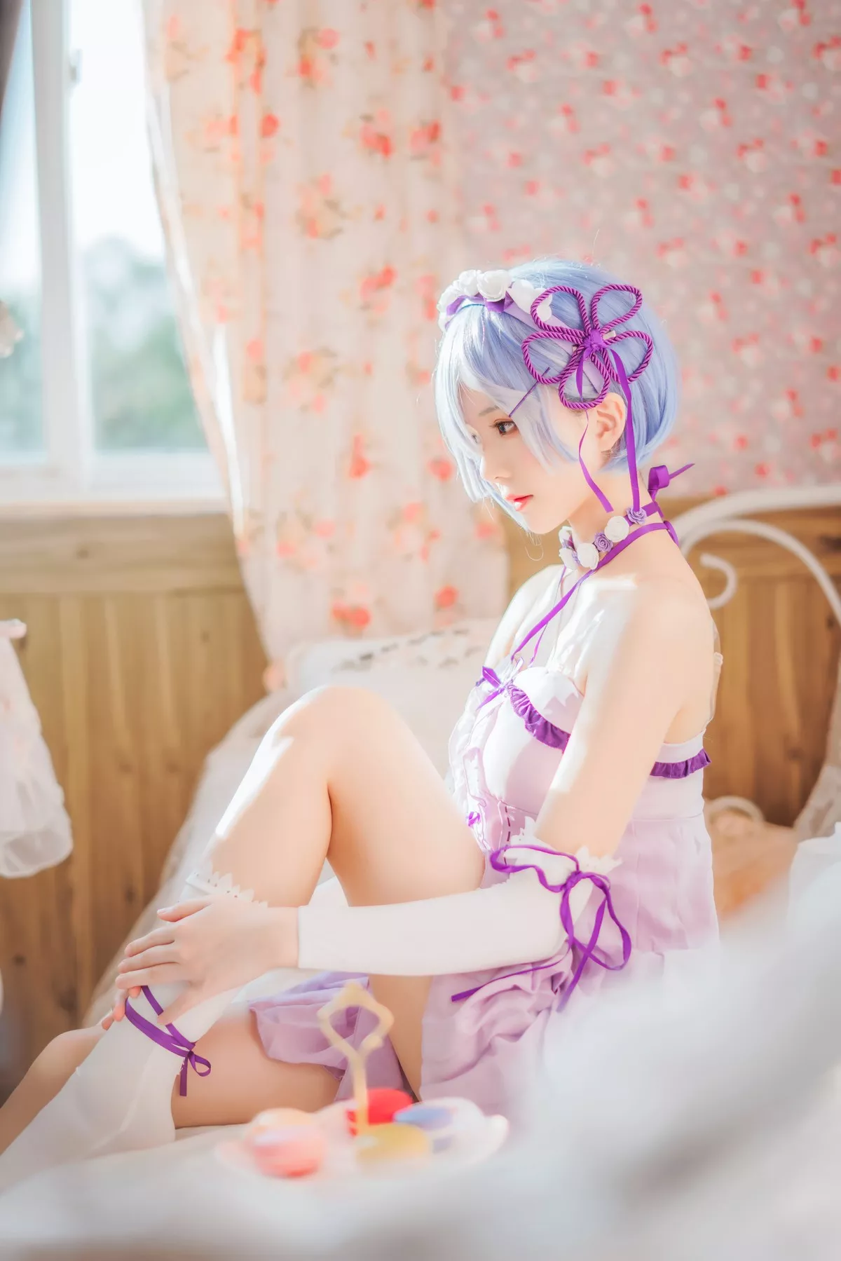 睡裙 撩人密拍 尤物Cosplay 蕾姆 �@桃喵