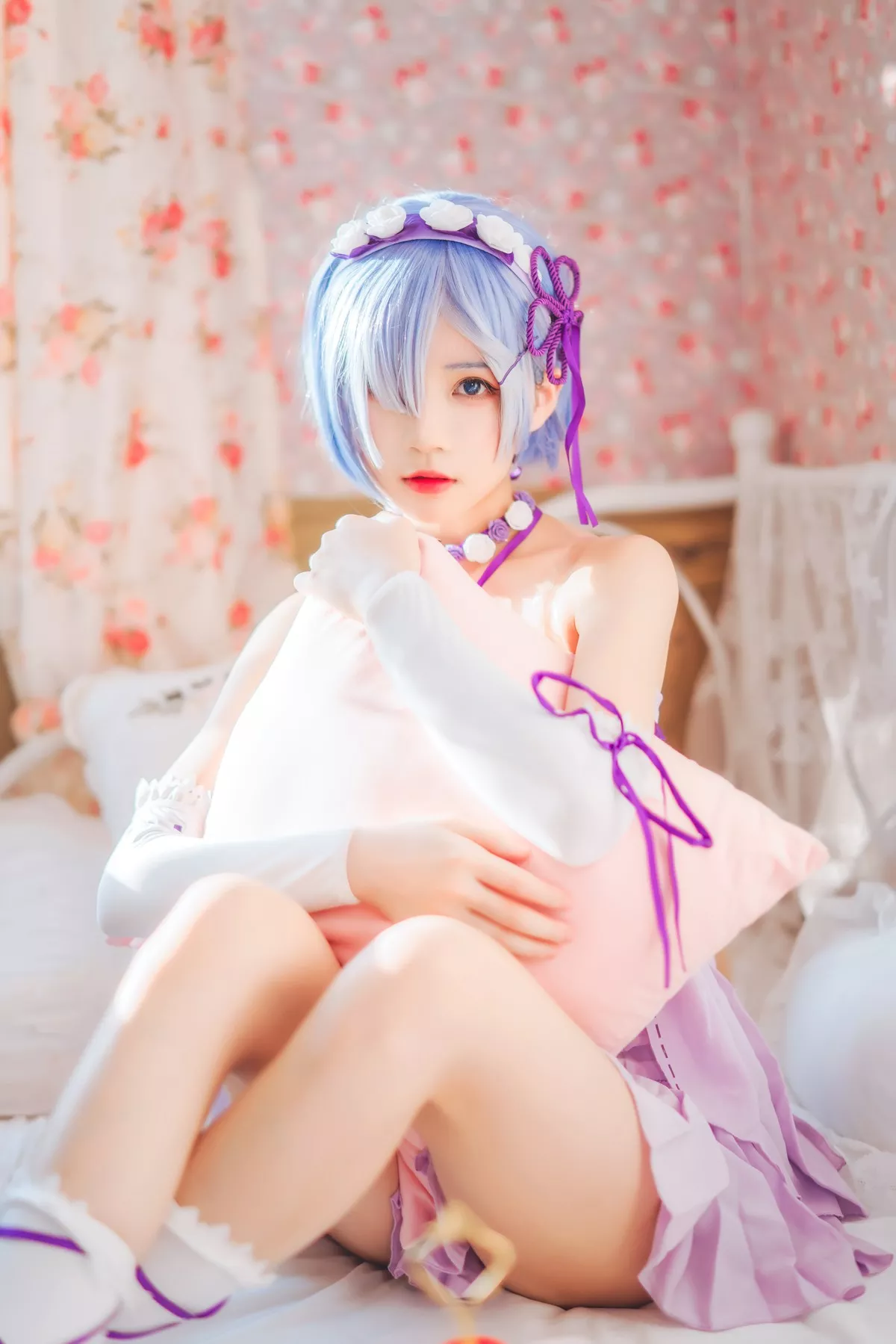 睡裙 撩人密拍 尤物Cosplay 蕾姆 �@桃喵