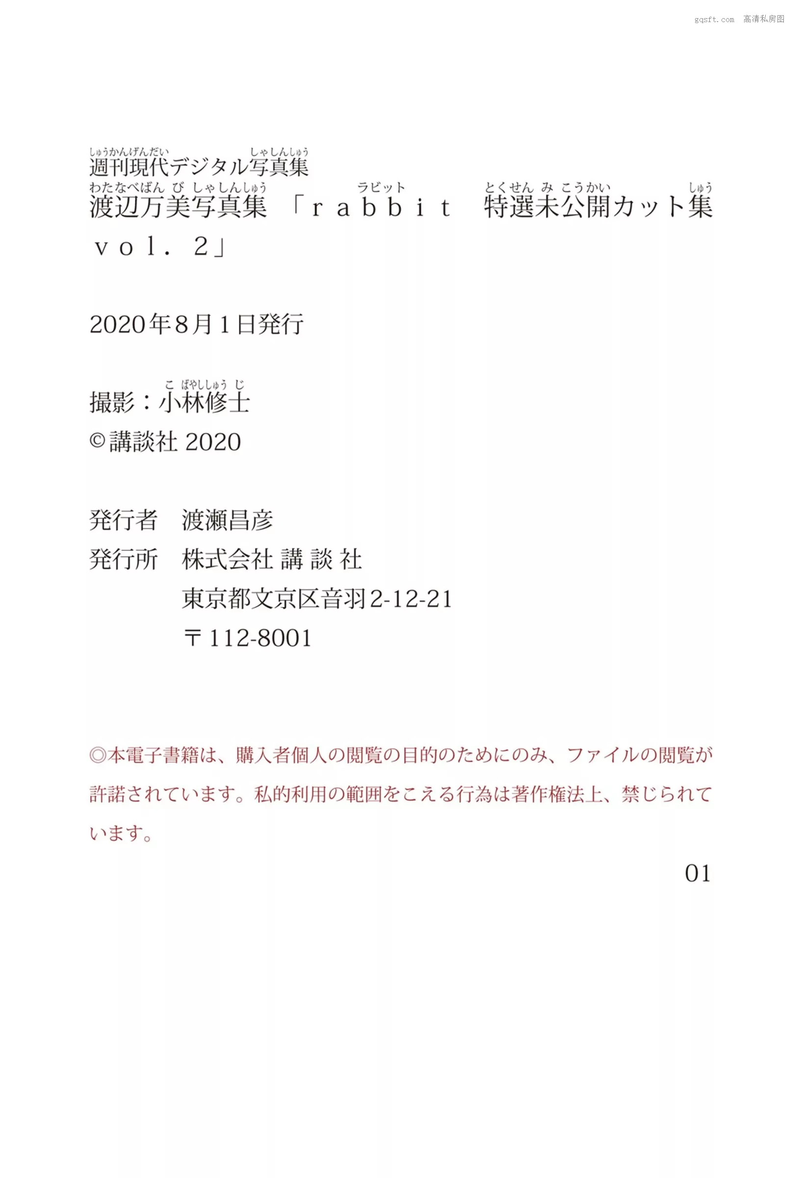 Set.2》 日本 特选未公开集 美人 渡边万美《rabbit 高精细摄影艺术图