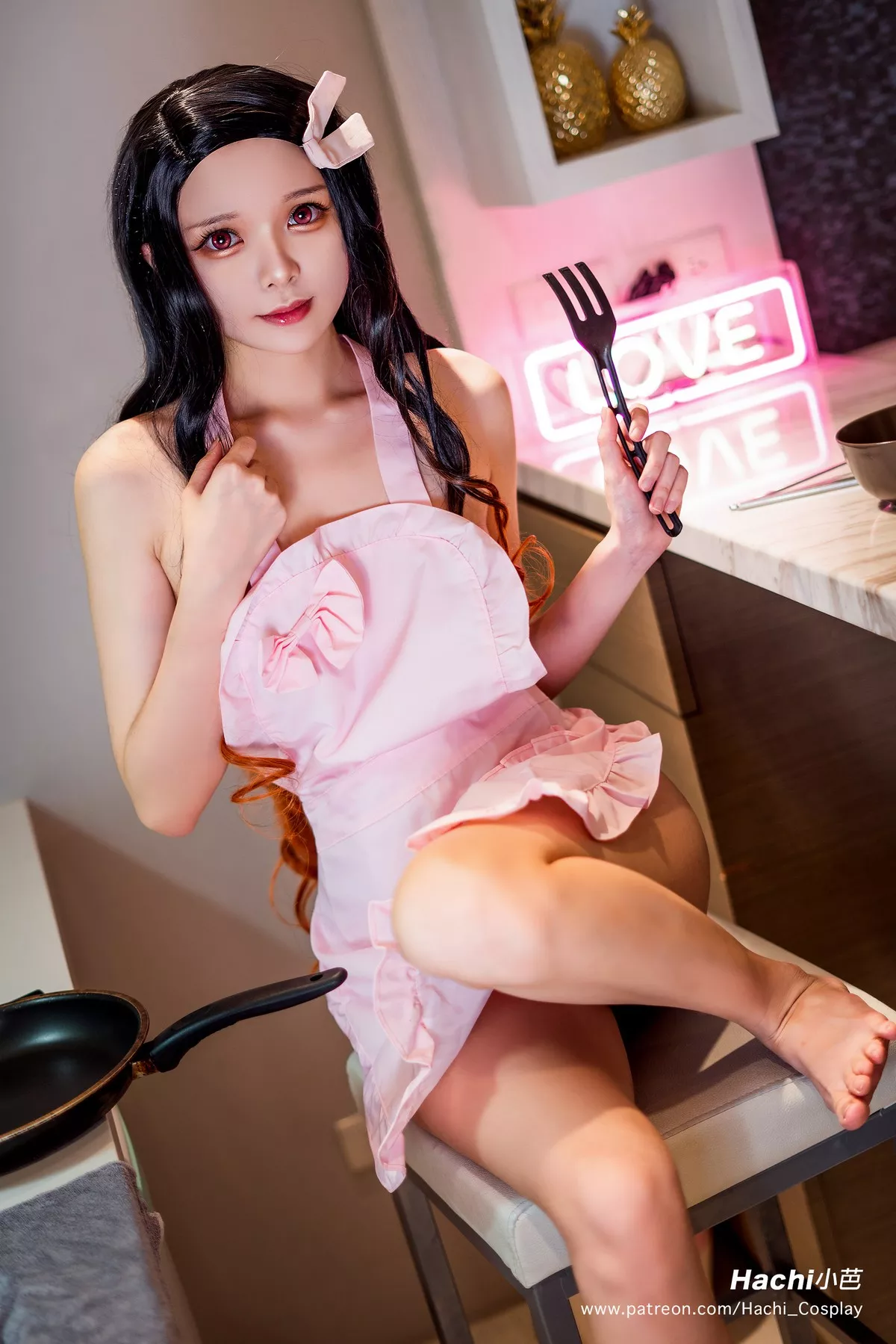 Hachi小芭 灶门祢豆子 女神Cosplay Nezuko 妩媚私拍 Apron