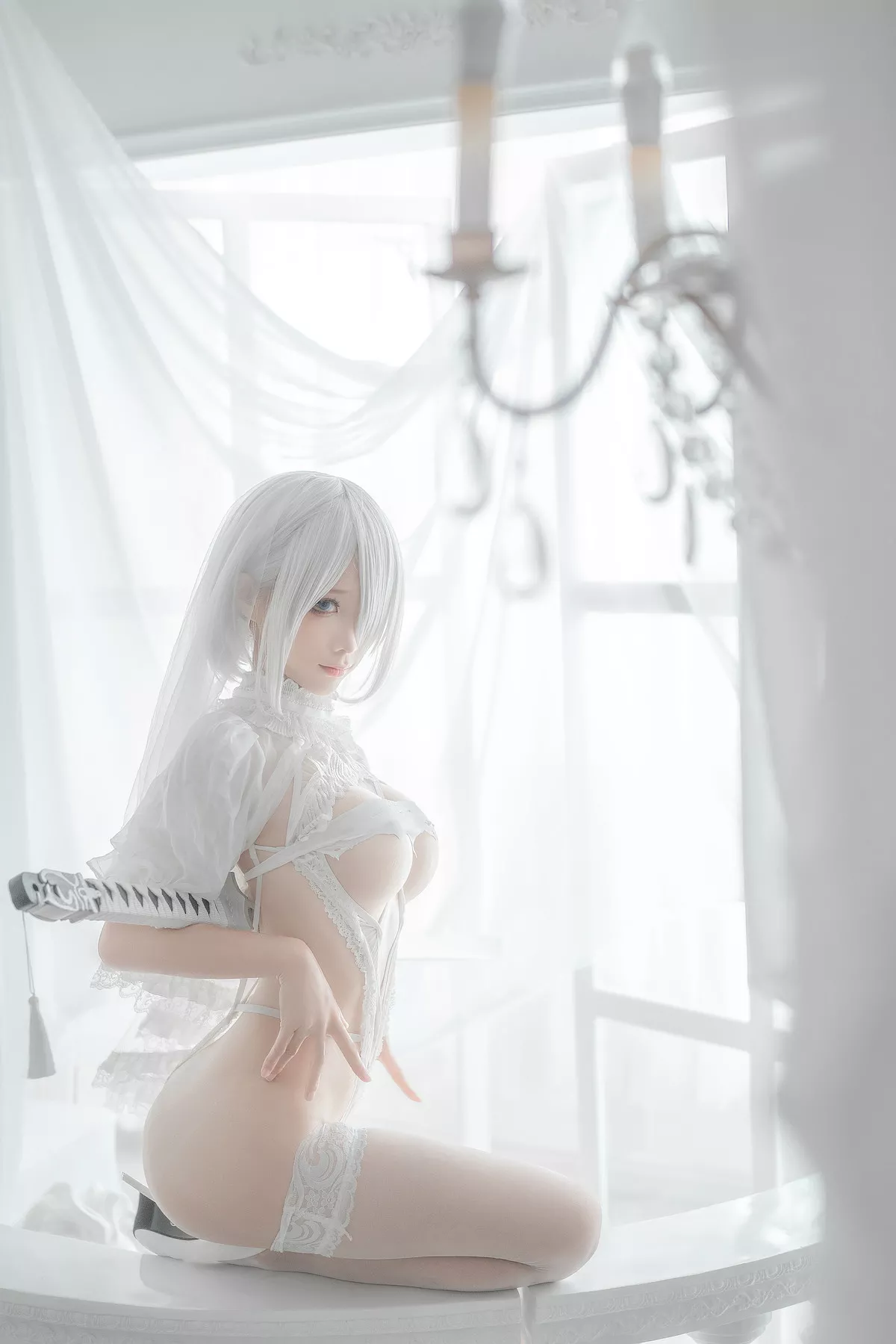 2B 白婚纱 蠢沫沫 尤物Cosplay  风情密拍