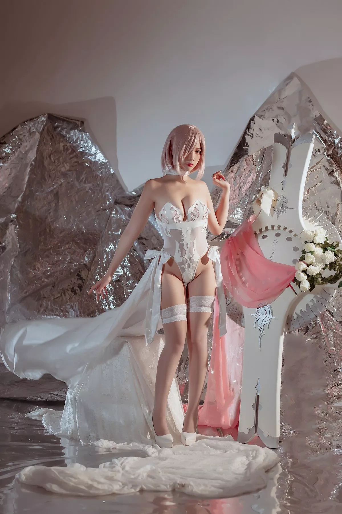 魅魔密拍 美人Cosplay 玛修  Nisa 婚纱 二佐