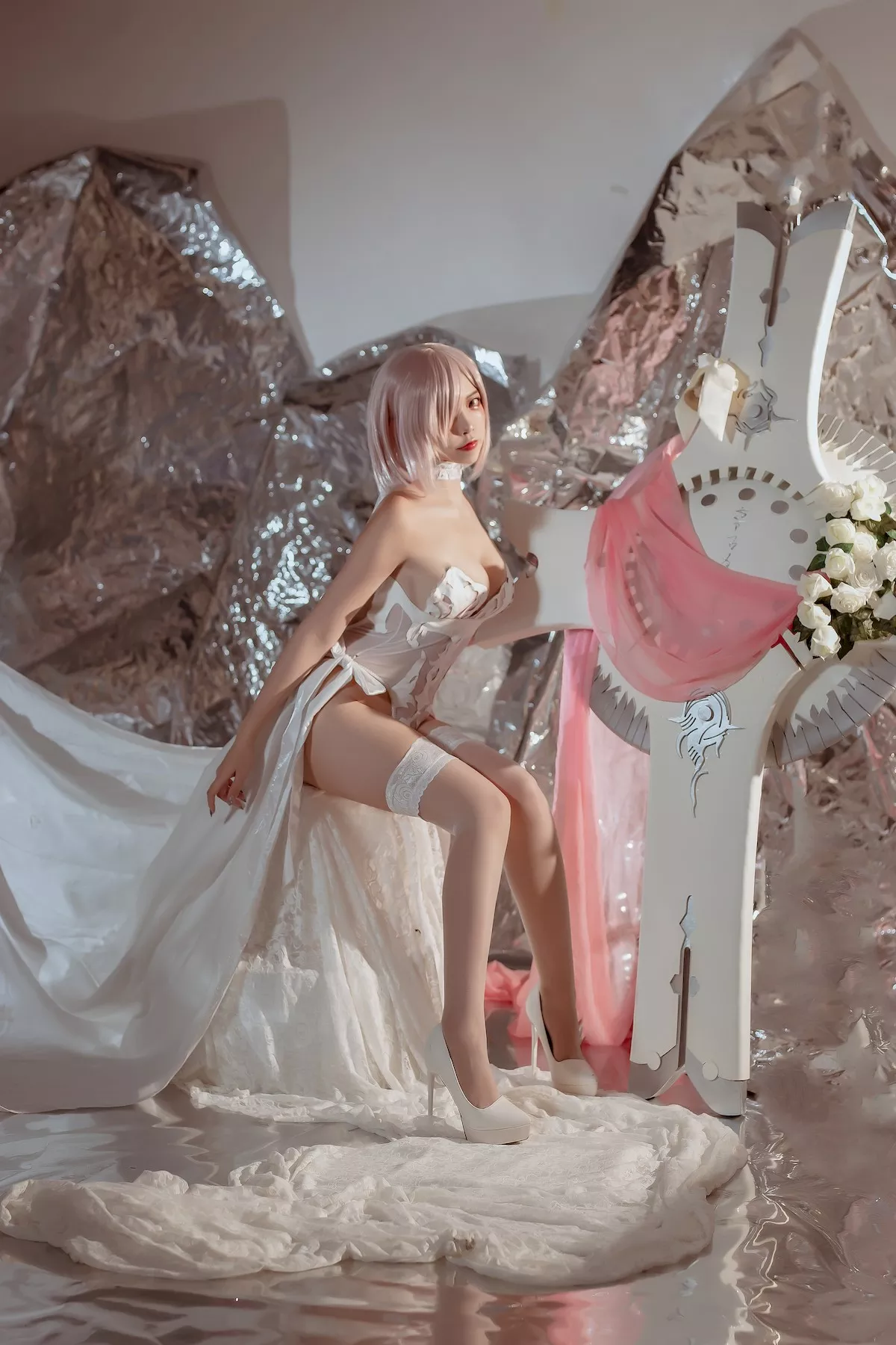 魅魔密拍 美人Cosplay 玛修  Nisa 婚纱 二佐