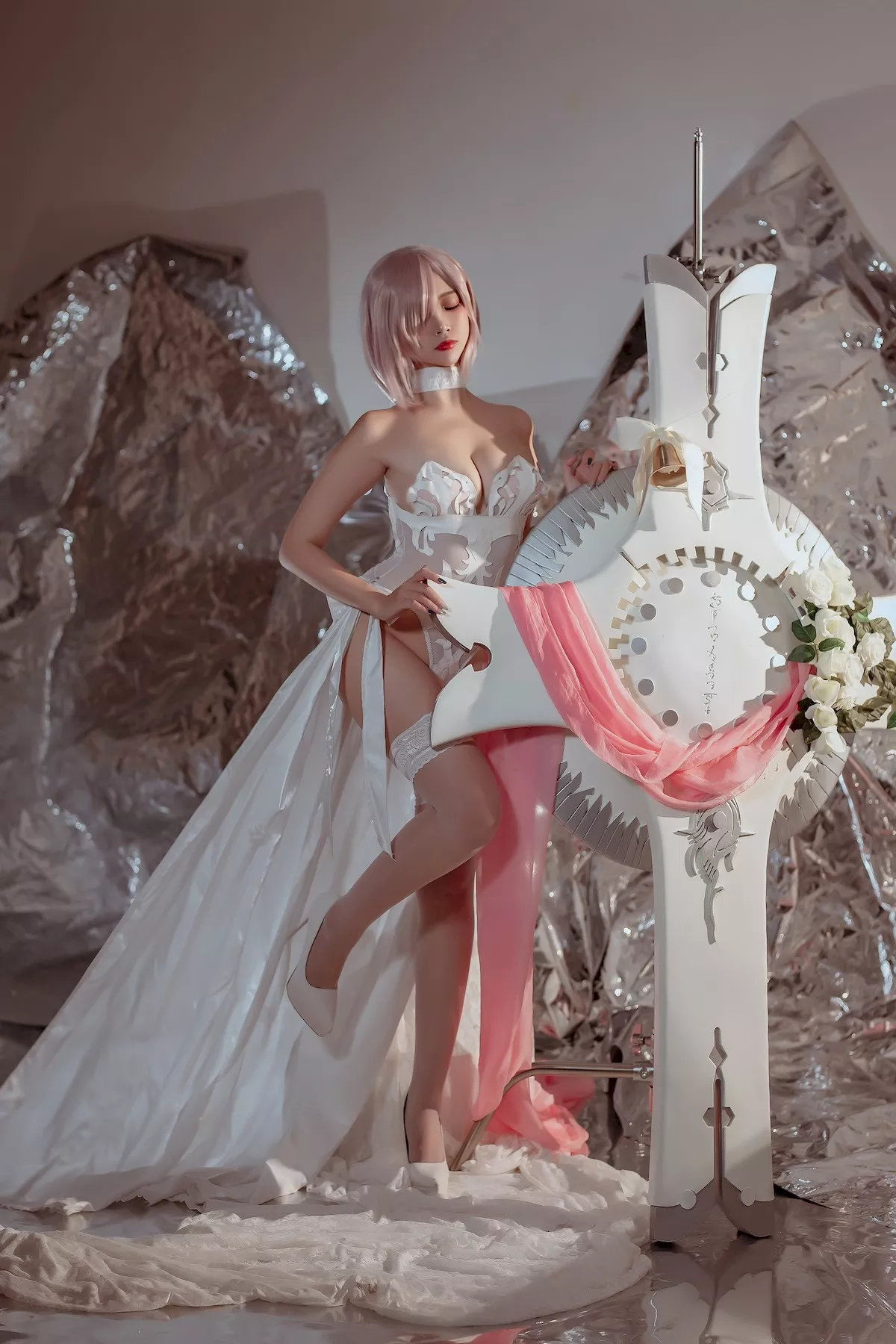 魅魔密拍 美人Cosplay 玛修  Nisa 婚纱 二佐