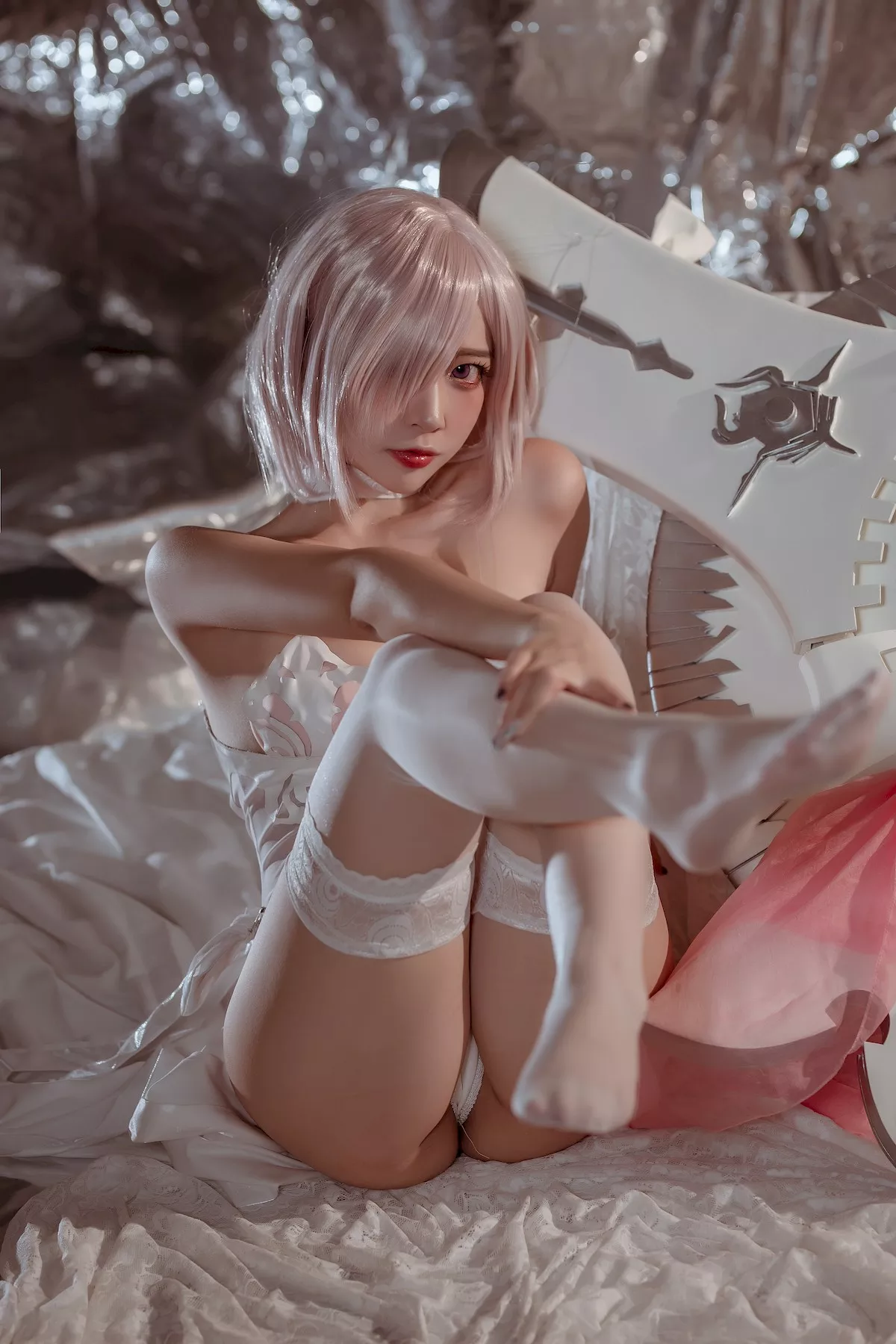 魅魔密拍 美人Cosplay 玛修  Nisa 婚纱 二佐