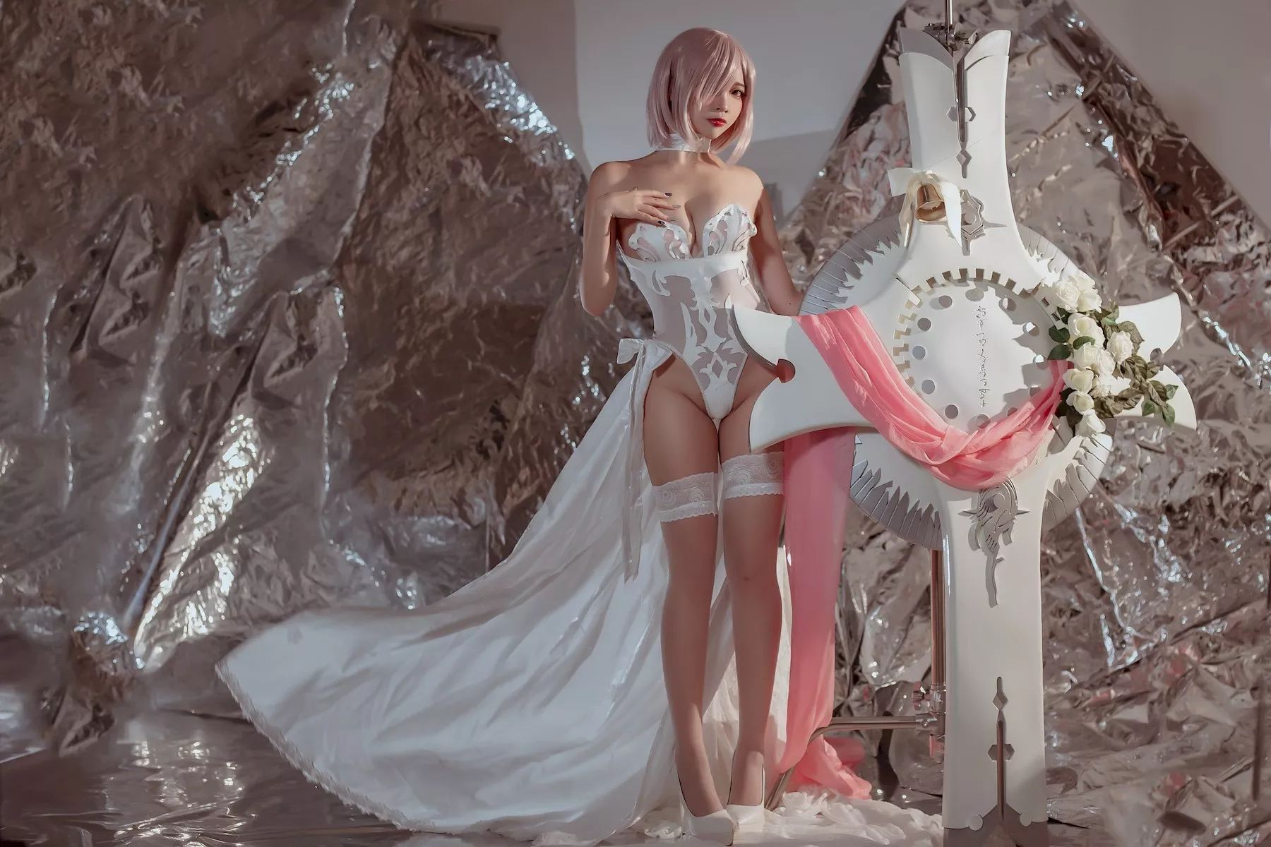 魅魔密拍 美人Cosplay 玛修  Nisa 婚纱 二佐