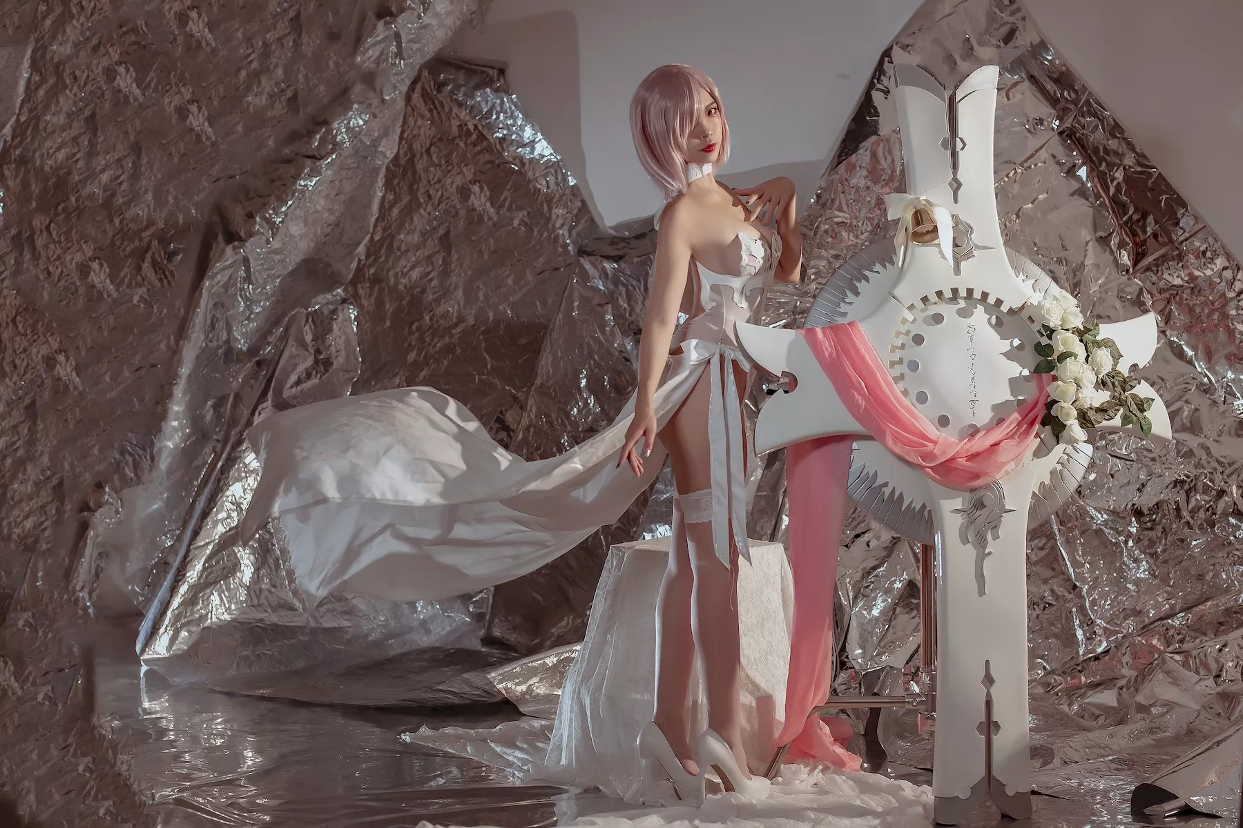 魅魔密拍 美人Cosplay 玛修  Nisa 婚纱 二佐
