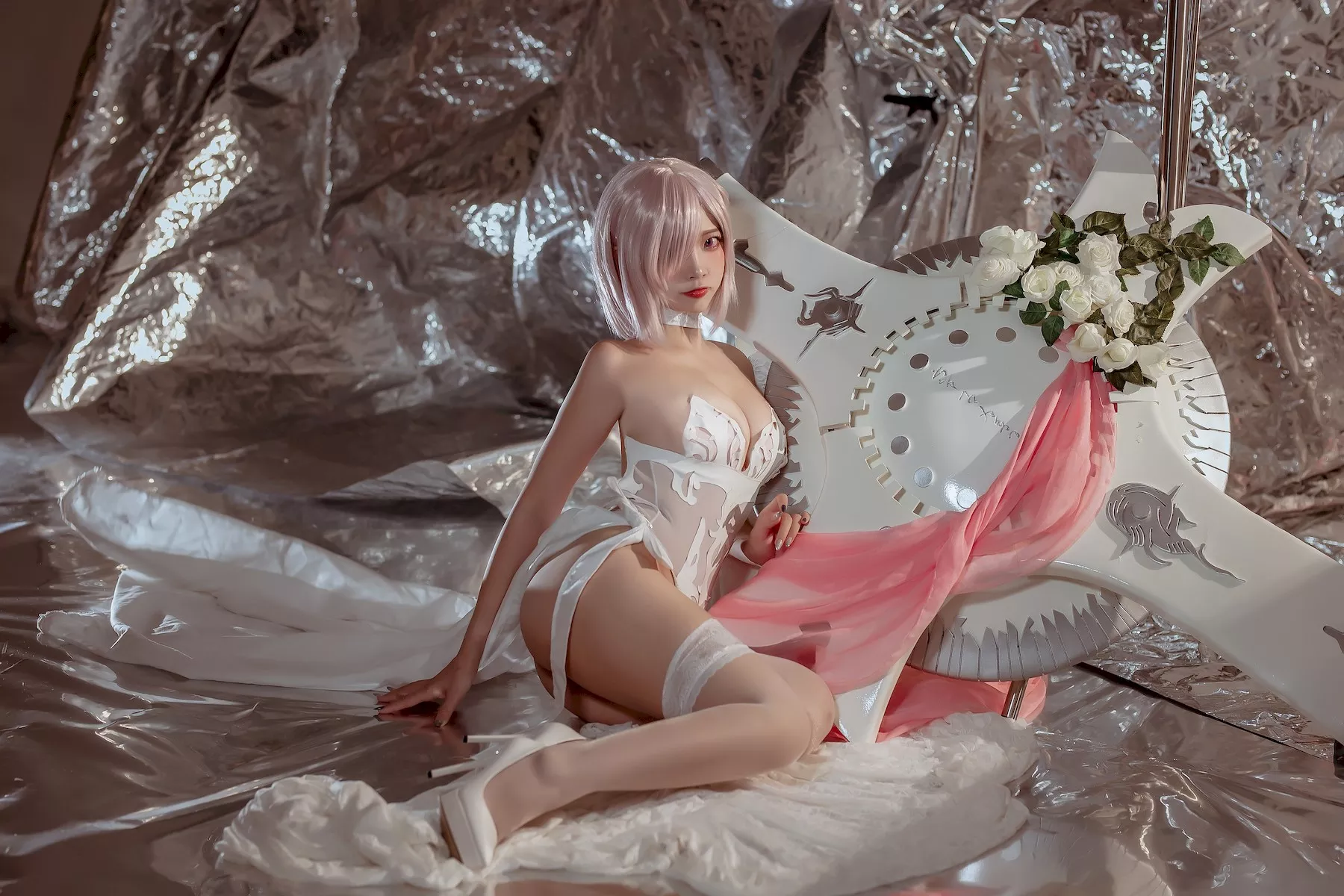 魅魔密拍 美人Cosplay 玛修  Nisa 婚纱 二佐