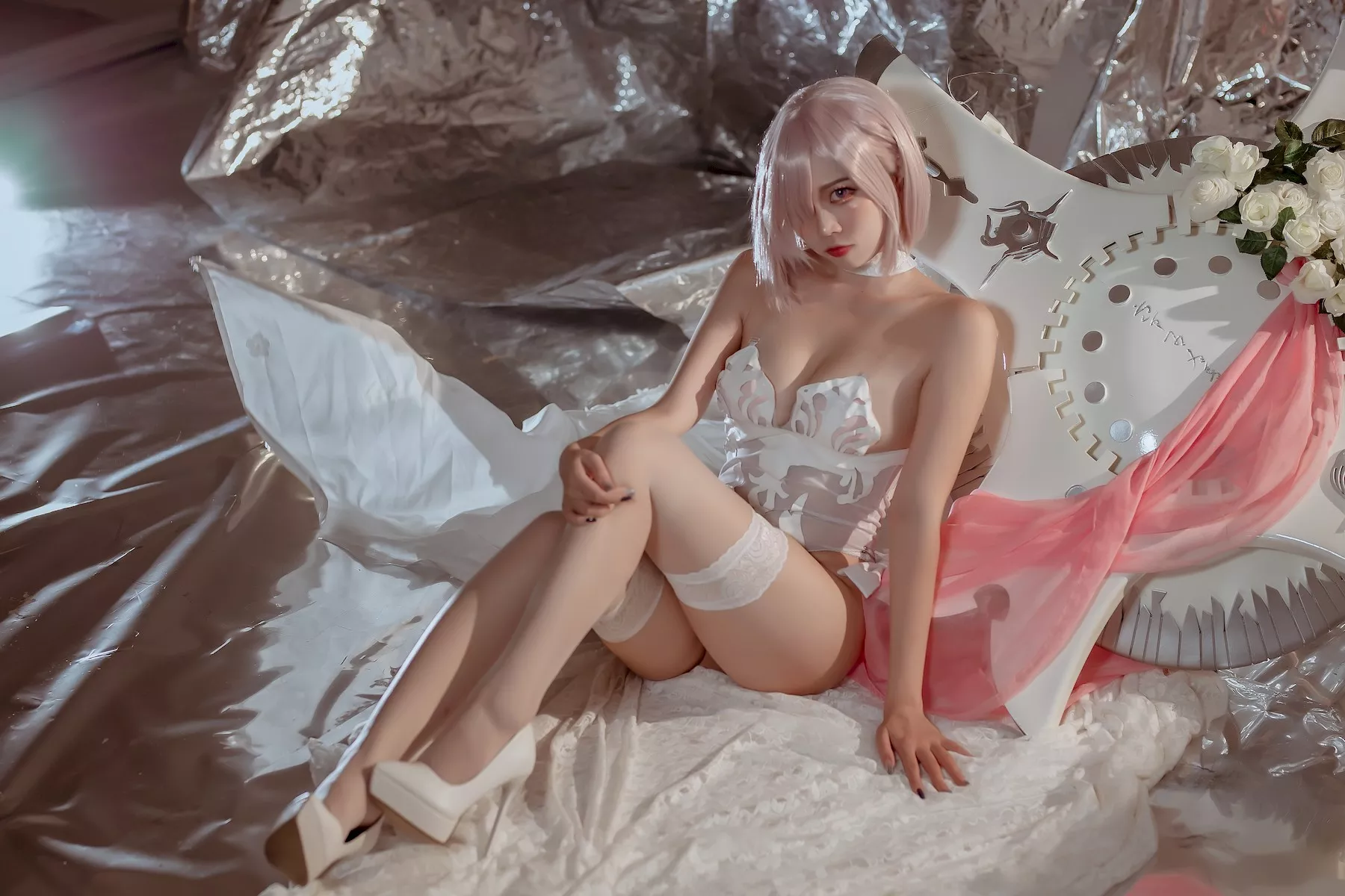 魅魔密拍 美人Cosplay 玛修  Nisa 婚纱 二佐