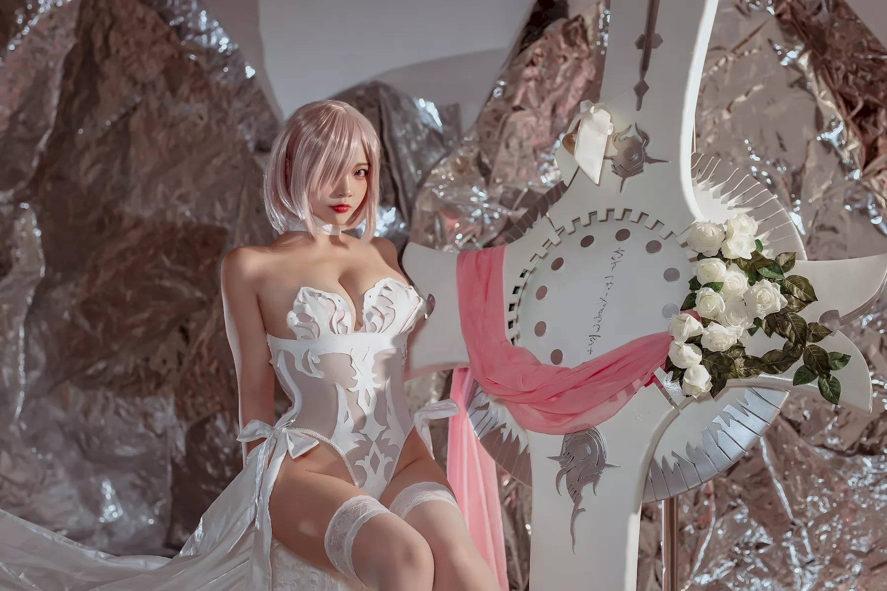 魅魔密拍 美人Cosplay 玛修  Nisa 婚纱 二佐