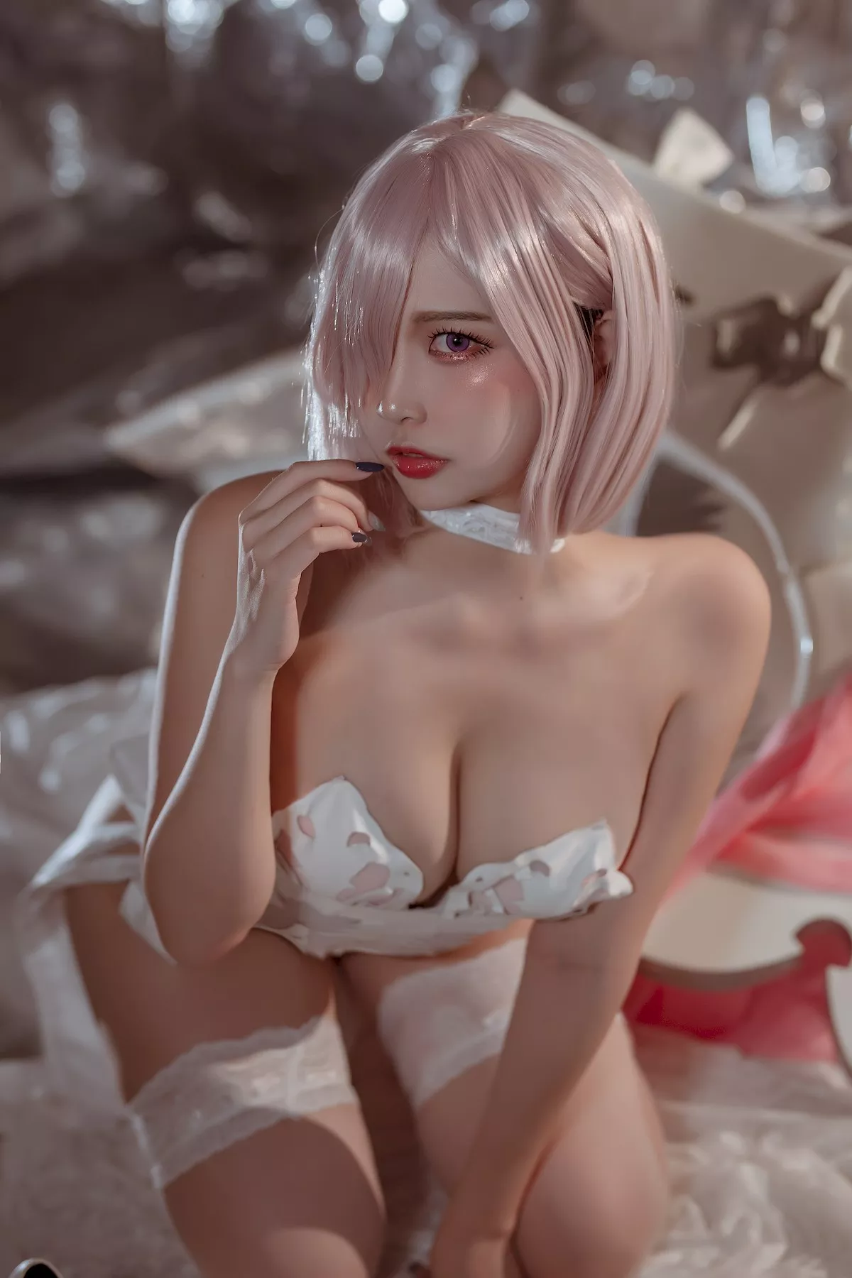 魅魔密拍 美人Cosplay 玛修  Nisa 婚纱 二佐