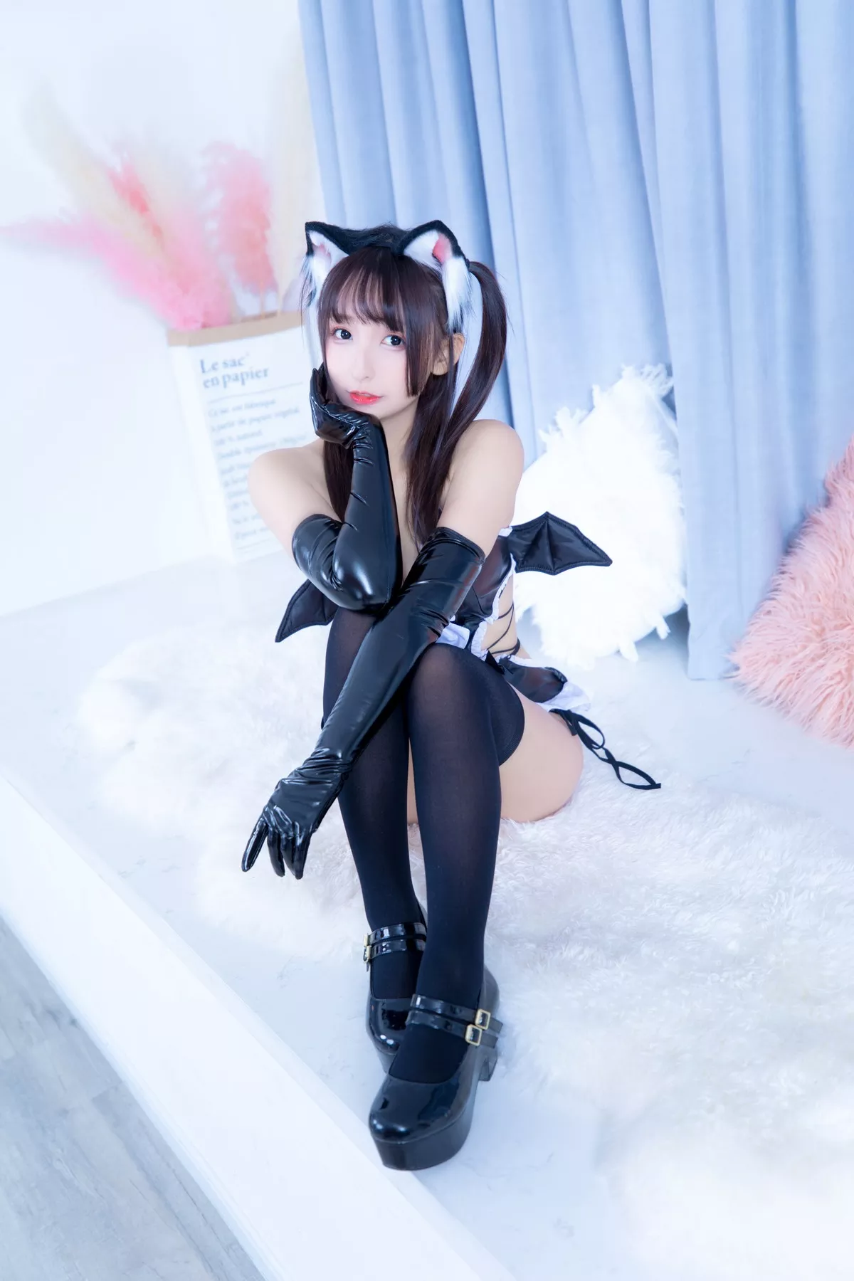 ねこ  Ver. 神乐坂真冬 Black 丽人Cosplay 撩人私拍