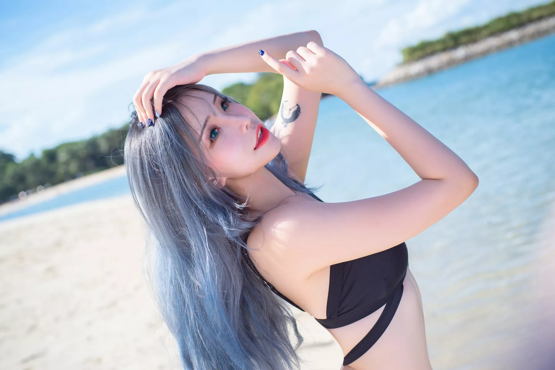 Lily 花 仙女Cosplay 迷人私摄 lily Beach Plant
