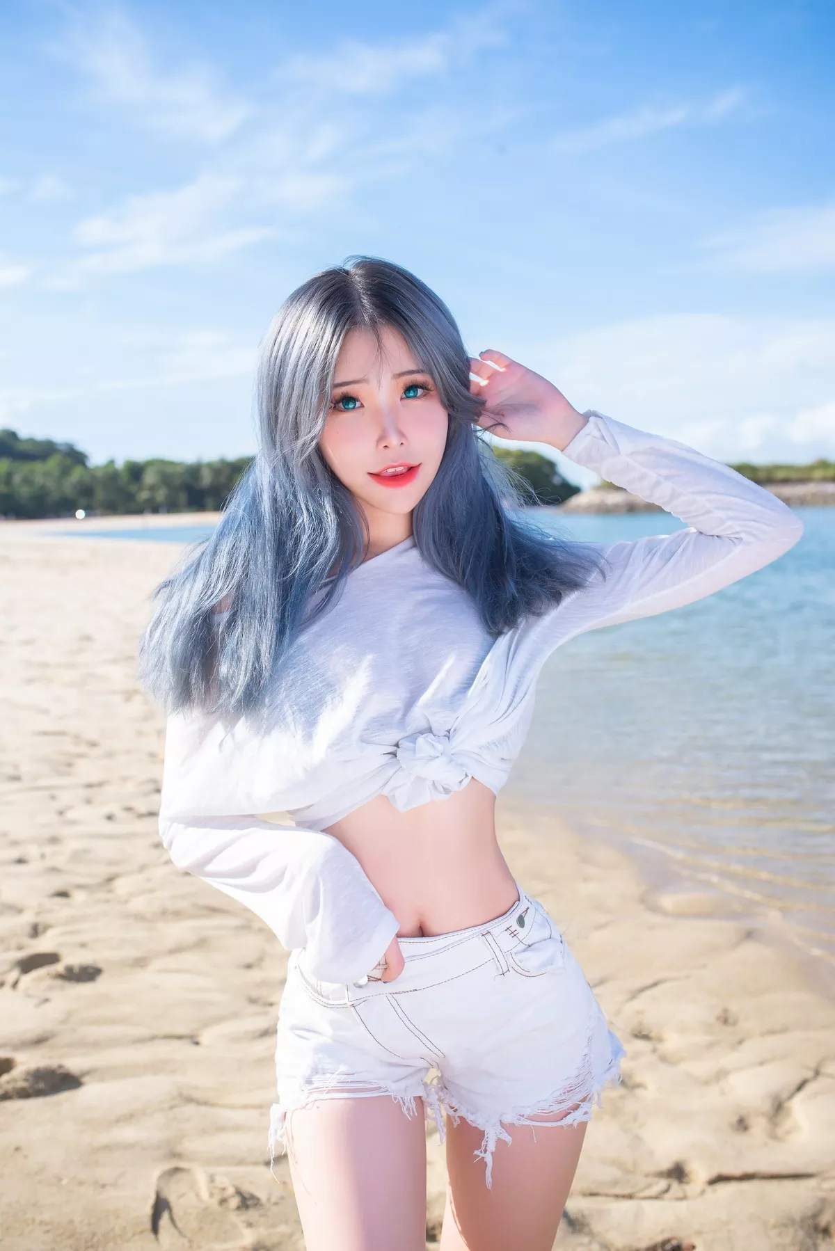 Lily 花 仙女Cosplay 迷人私摄 lily Beach Plant