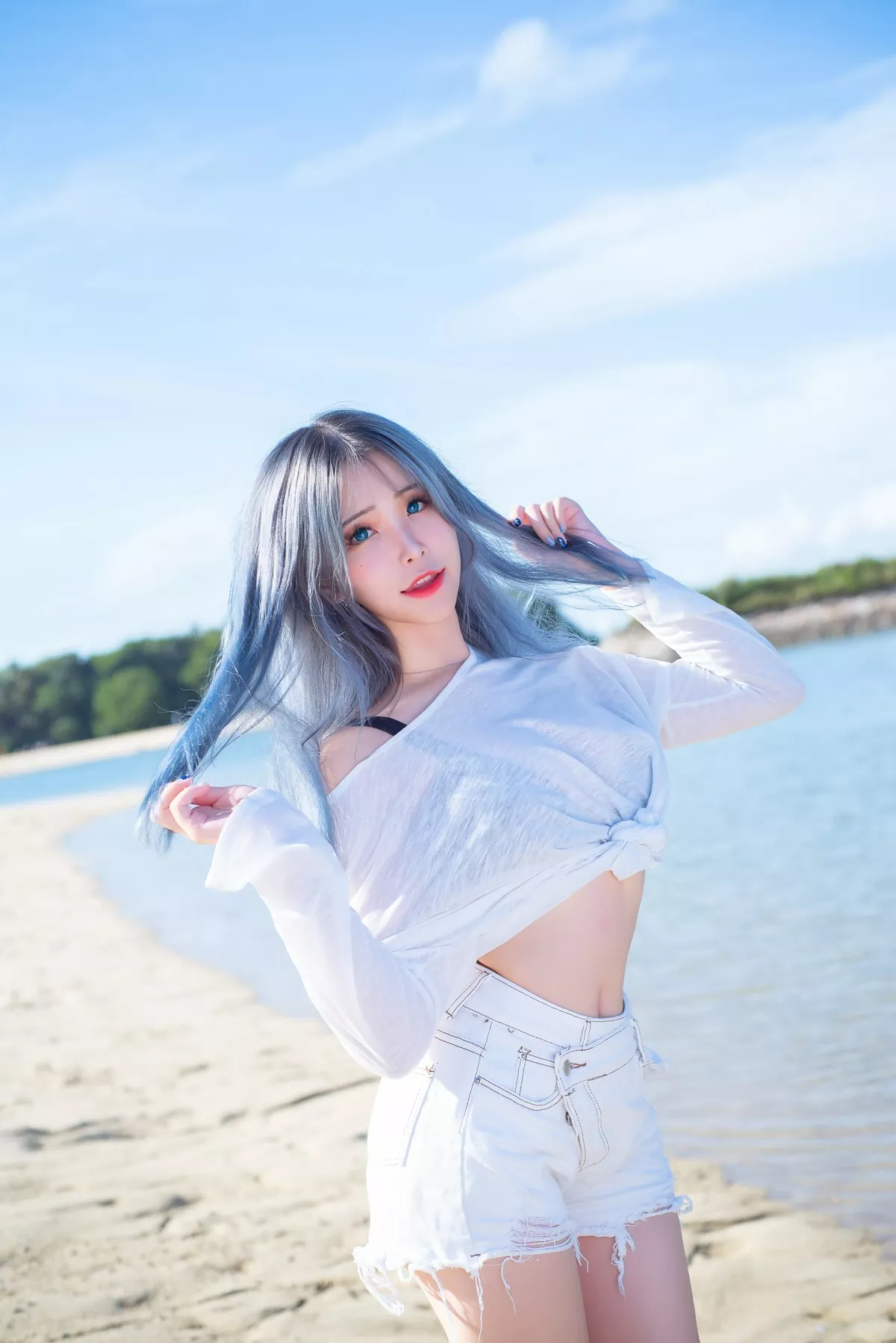 Lily 花 仙女Cosplay 迷人私摄 lily Beach Plant