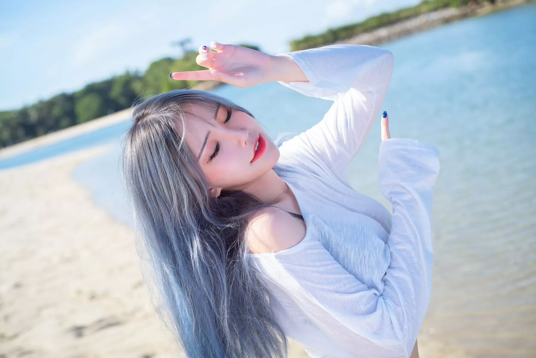 Lily 花 仙女Cosplay 迷人私摄 lily Beach Plant