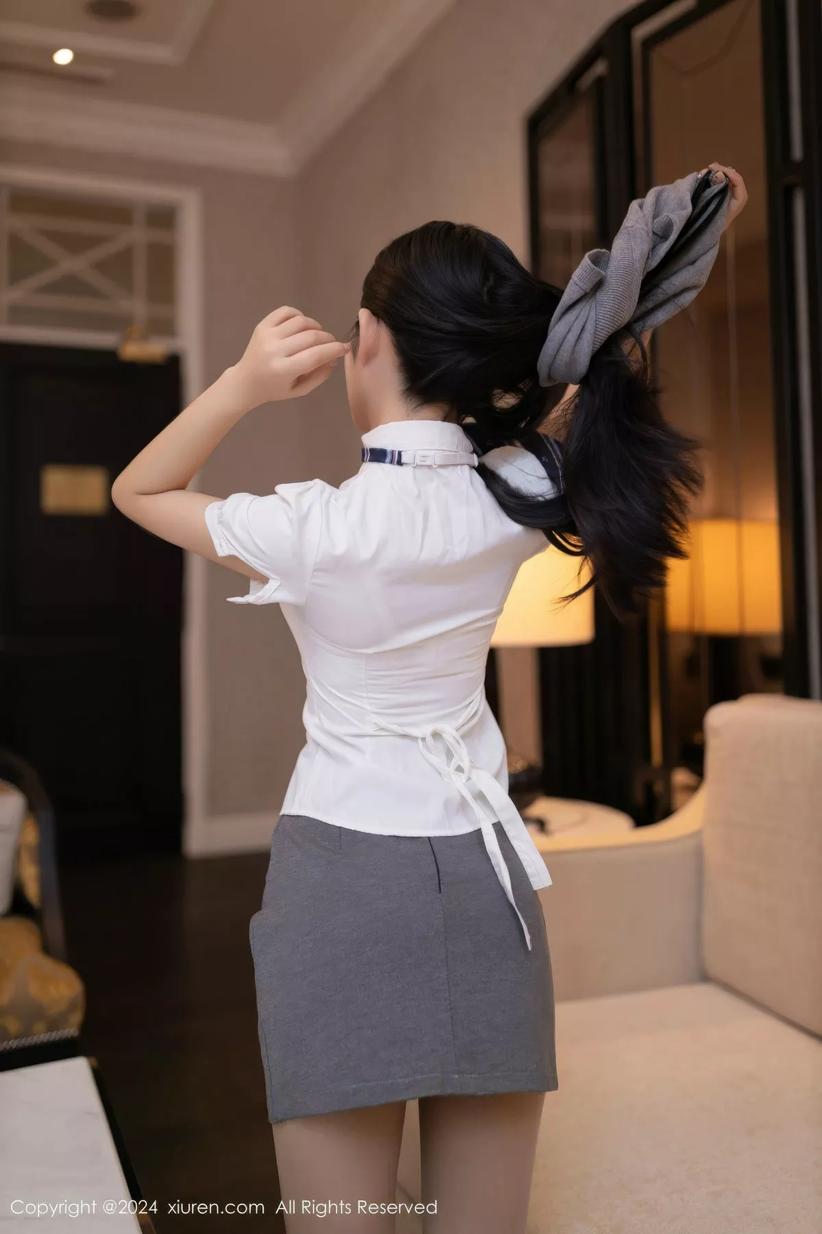 白色内衣 女孩职业服 No.8910 靓模 网XiuRen】 私房摄影重组 秀丰满身段 谭小灵 开档肉丝 【秀人XiuRen