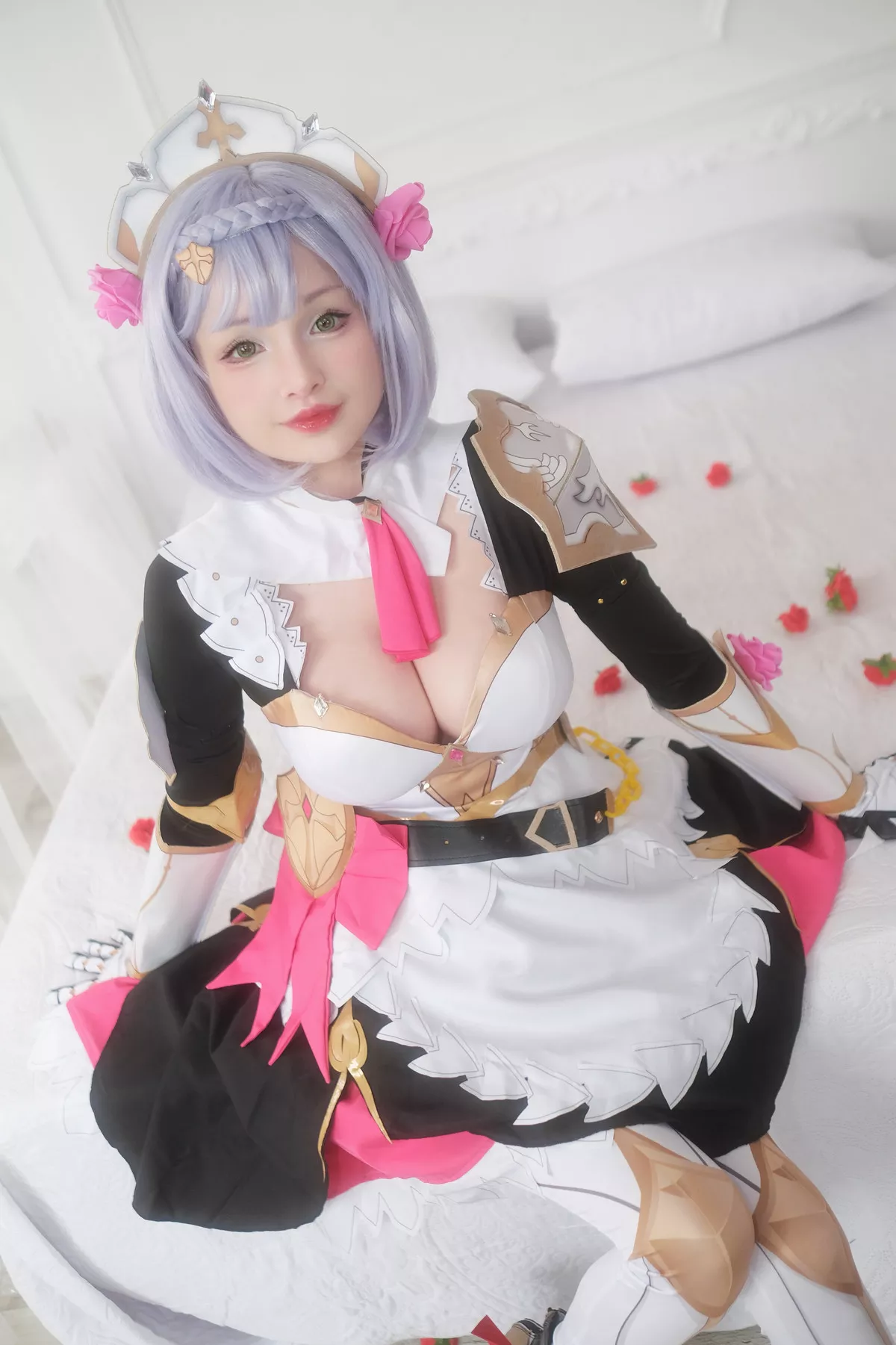 Genshin 尤物 Impact Rose 密拍 Noelle 迷人 Cosplay Hidori