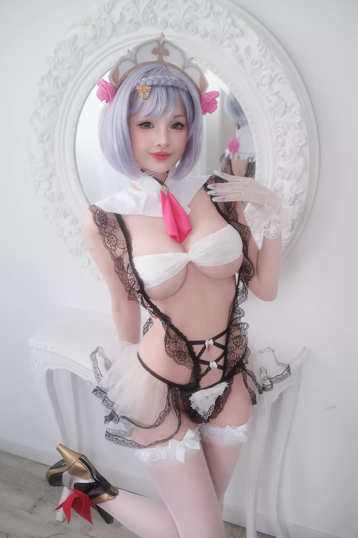Genshin 尤物 Impact Rose 密拍 Noelle 迷人 Cosplay Hidori