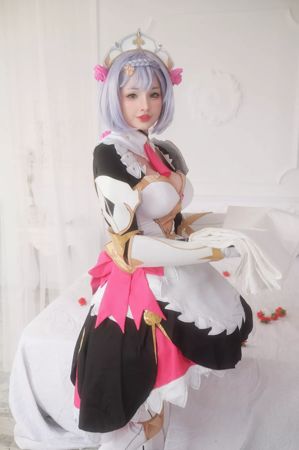 Genshin 尤物 Impact Rose 密拍 Noelle 迷人 Cosplay Hidori