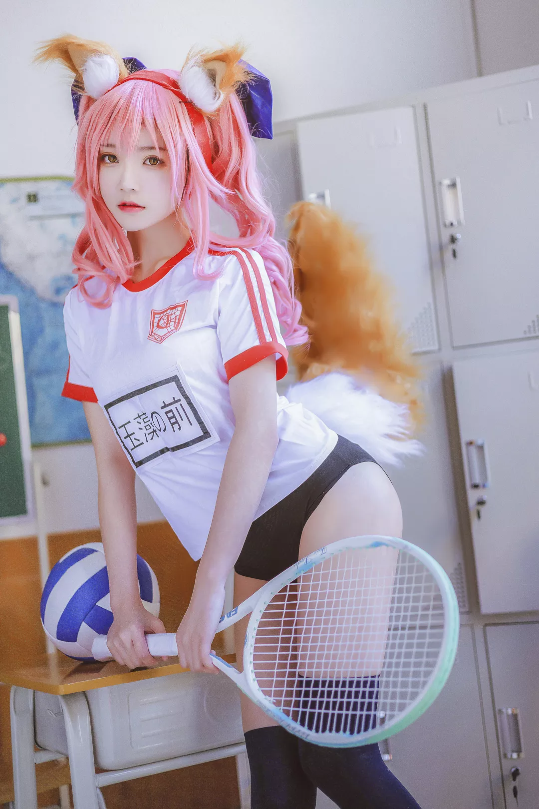 no Cosplay Tamamo 福报 Mae 女神 体操服 玉藻前 【�@桃喵】