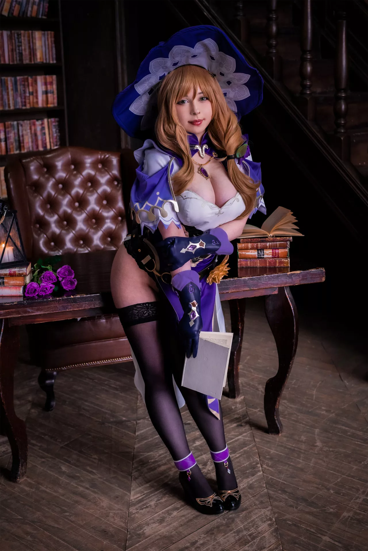 Impact 美女 【Yoshi Genshin Minci 福利 Lisa Nobi】 Cosplay