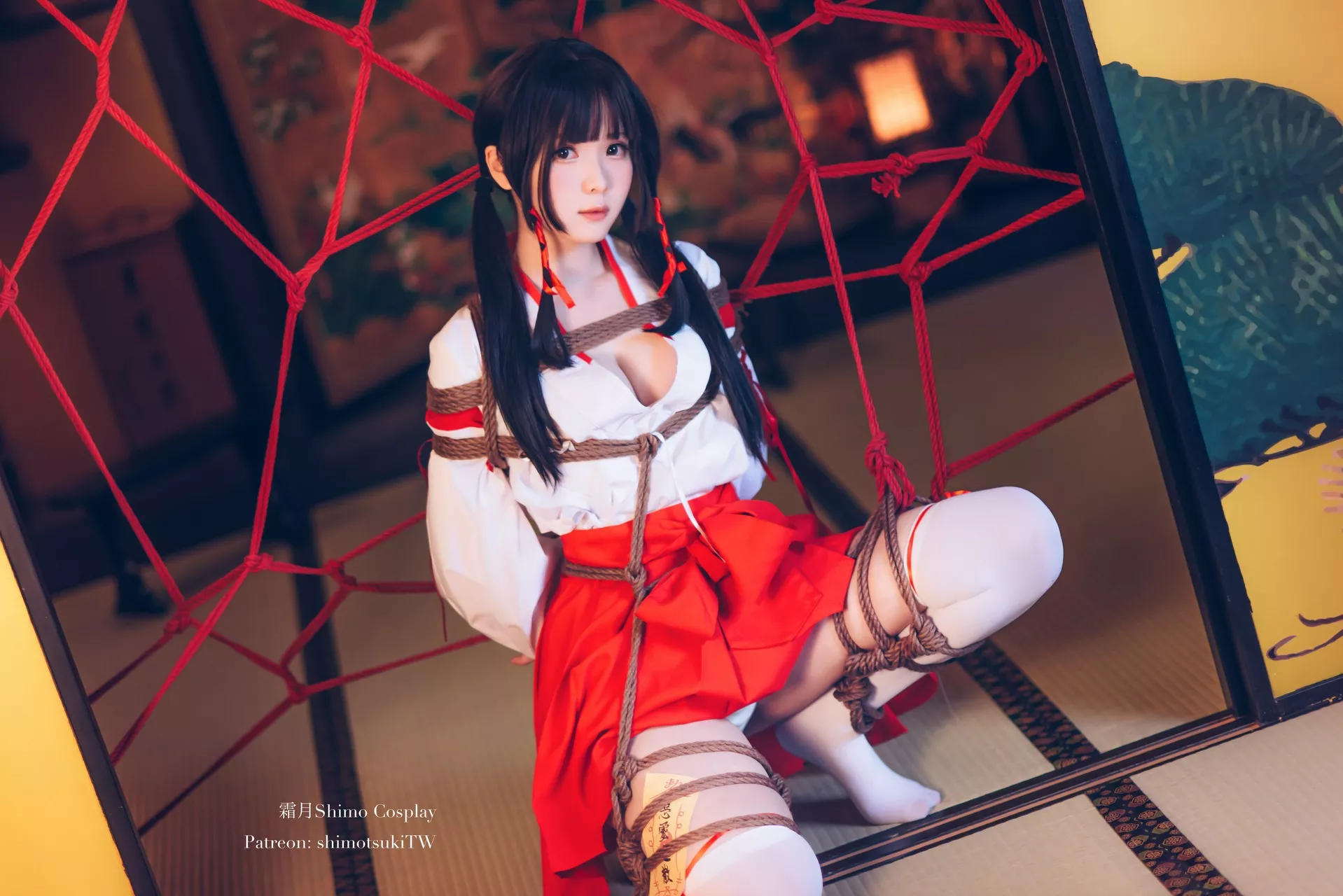 shimo】 【霜月 Bundle 尤物 Miko 福报 Cosplay 女巫绑缚