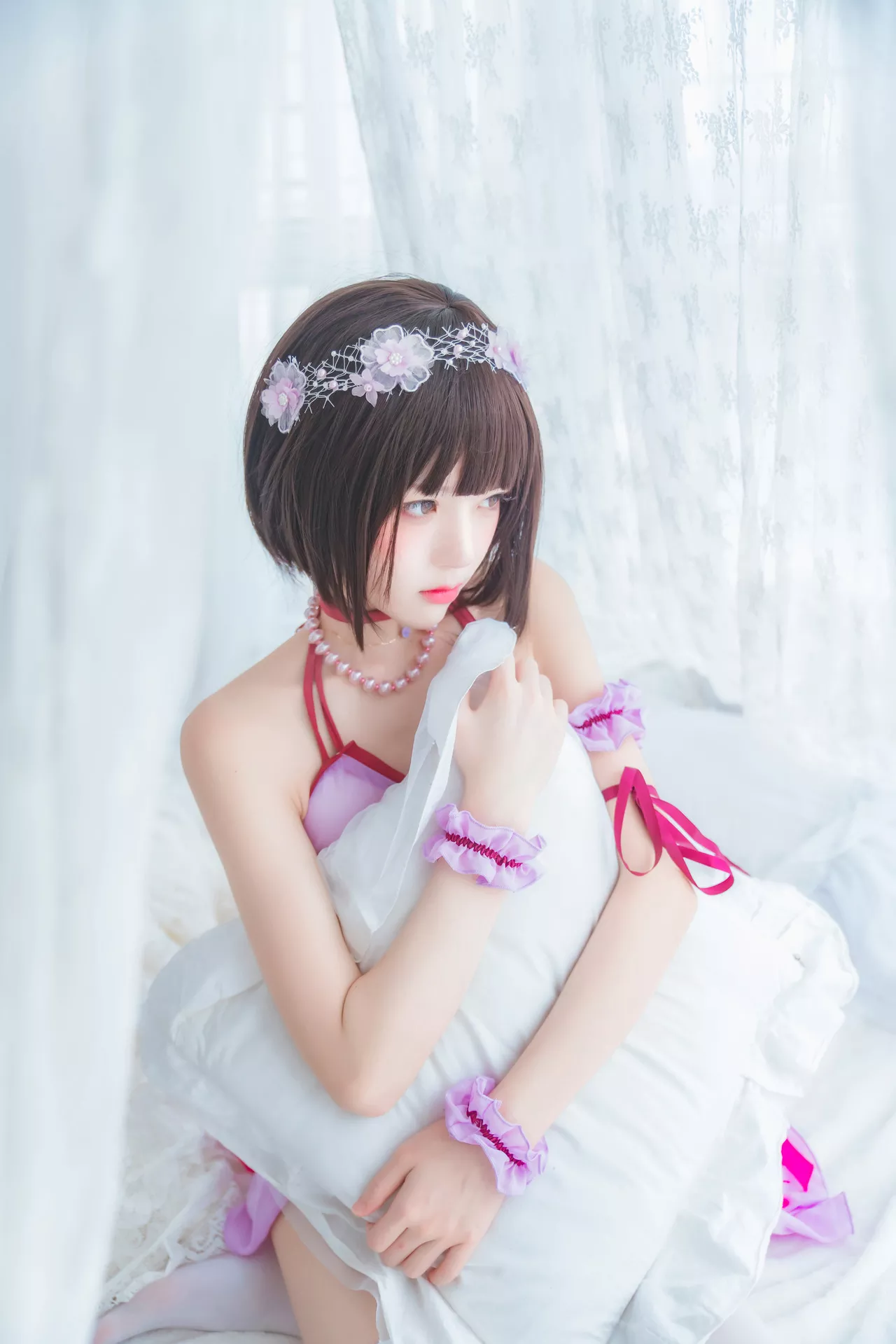 福利 Kato Megumi 丽人 紫色小睡裙 【�@桃喵】 加藤惠 Cosplay