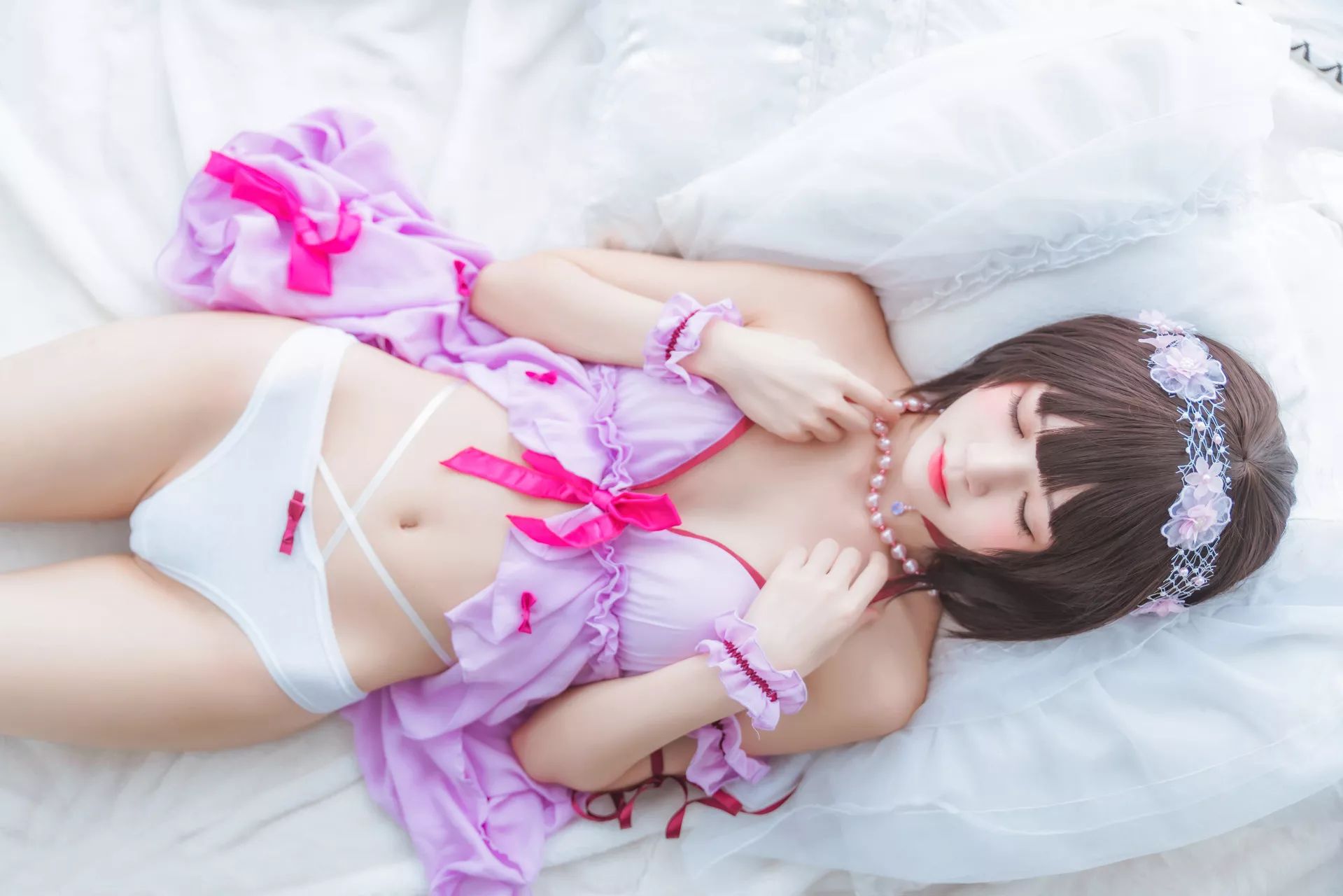 福利 Kato Megumi 丽人 紫色小睡裙 【�@桃喵】 加藤惠 Cosplay